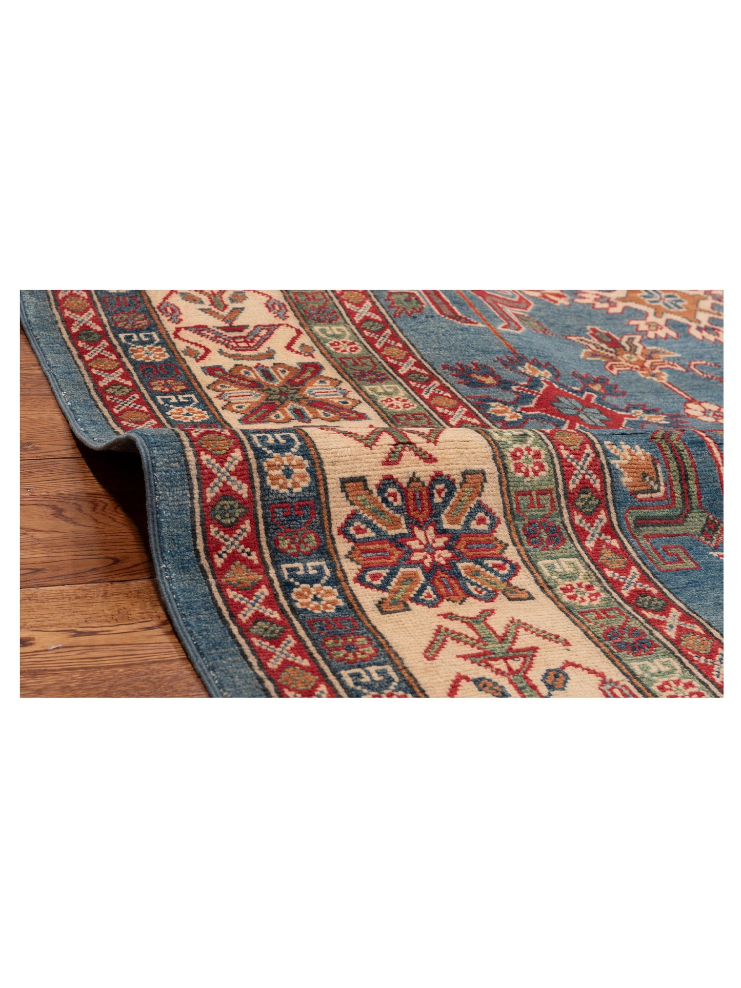 Kazura Blue Ivory 7.10x9.8 Hand Knotted Rug