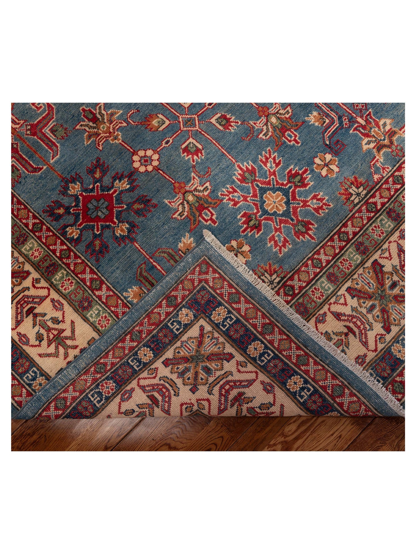 Kazura Blue Ivory 7.10x9.8 Hand Knotted Rug