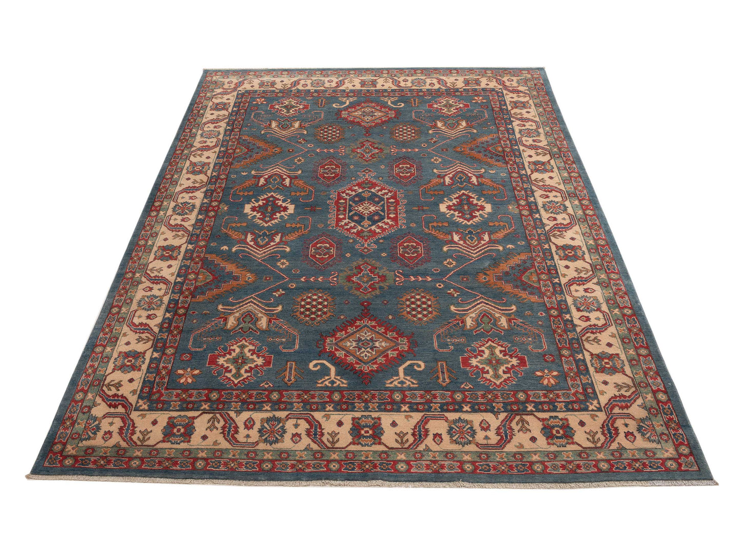 Kazura Blue Ivory 8.10x12.3 Hand Knotted Rug