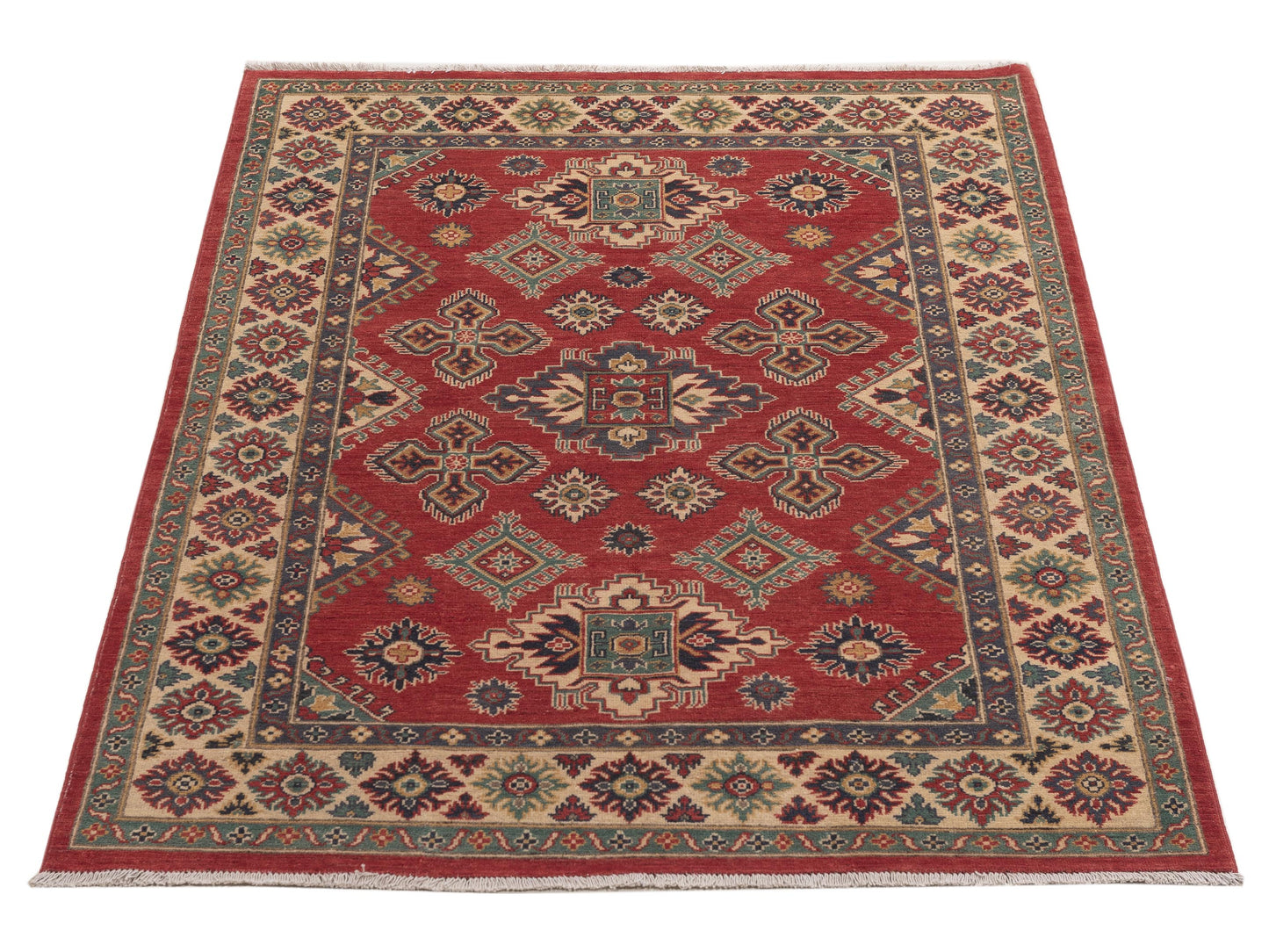 Kazura Red Ivory 4.10x6.10 Hand Knotted Rug