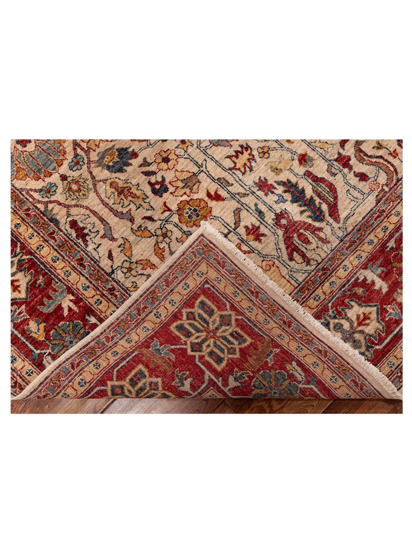Elvaria Beige Red 8.2x9.9 Hand Knotted Rug