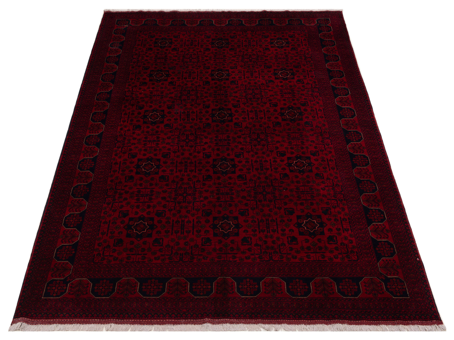 Afghan Beljik Red Navy 6.7x10.1 Hand Knotted Rug