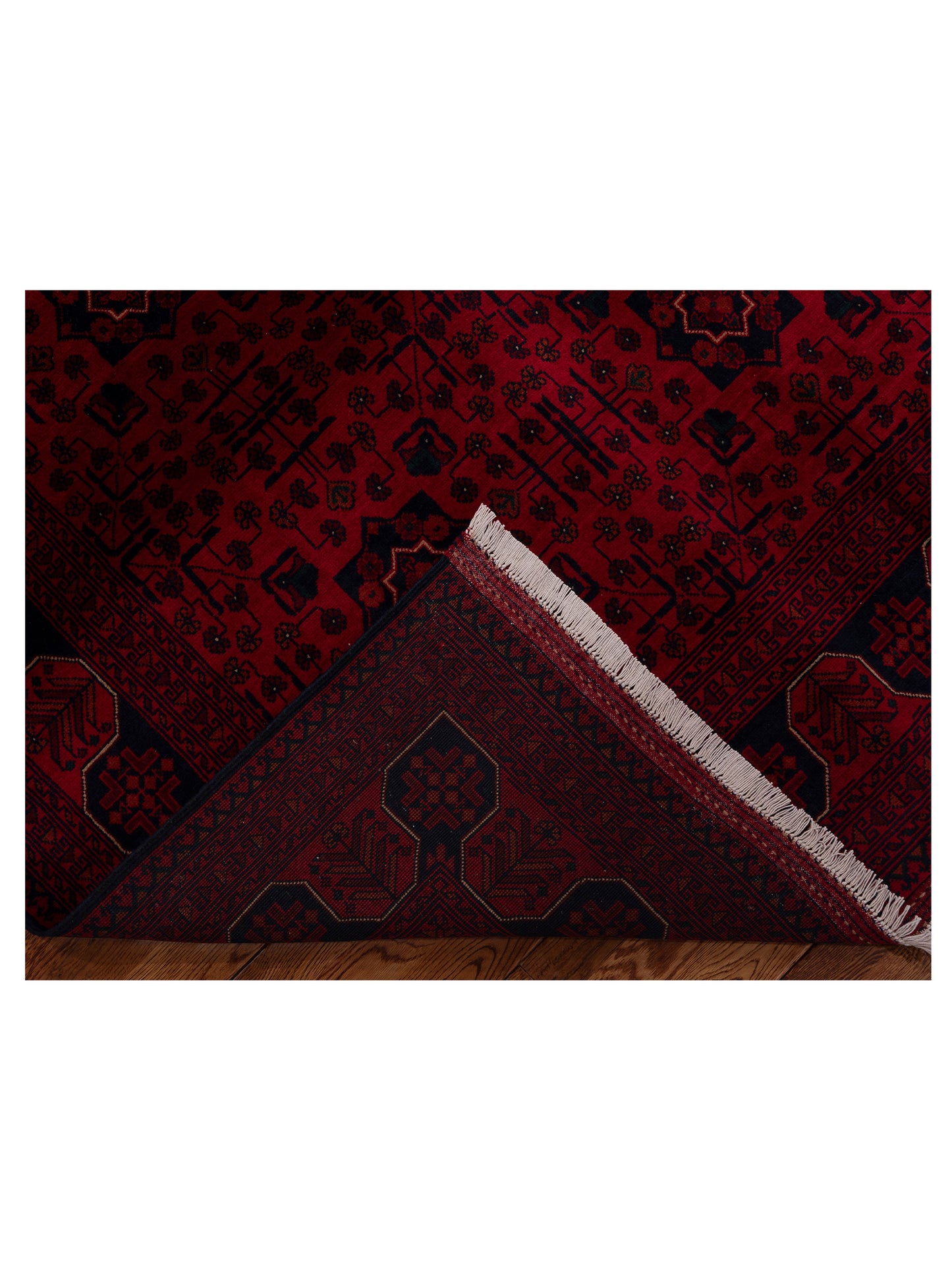 Afghan Beljik Red Navy 6.7x10.1 Hand Knotted Rug