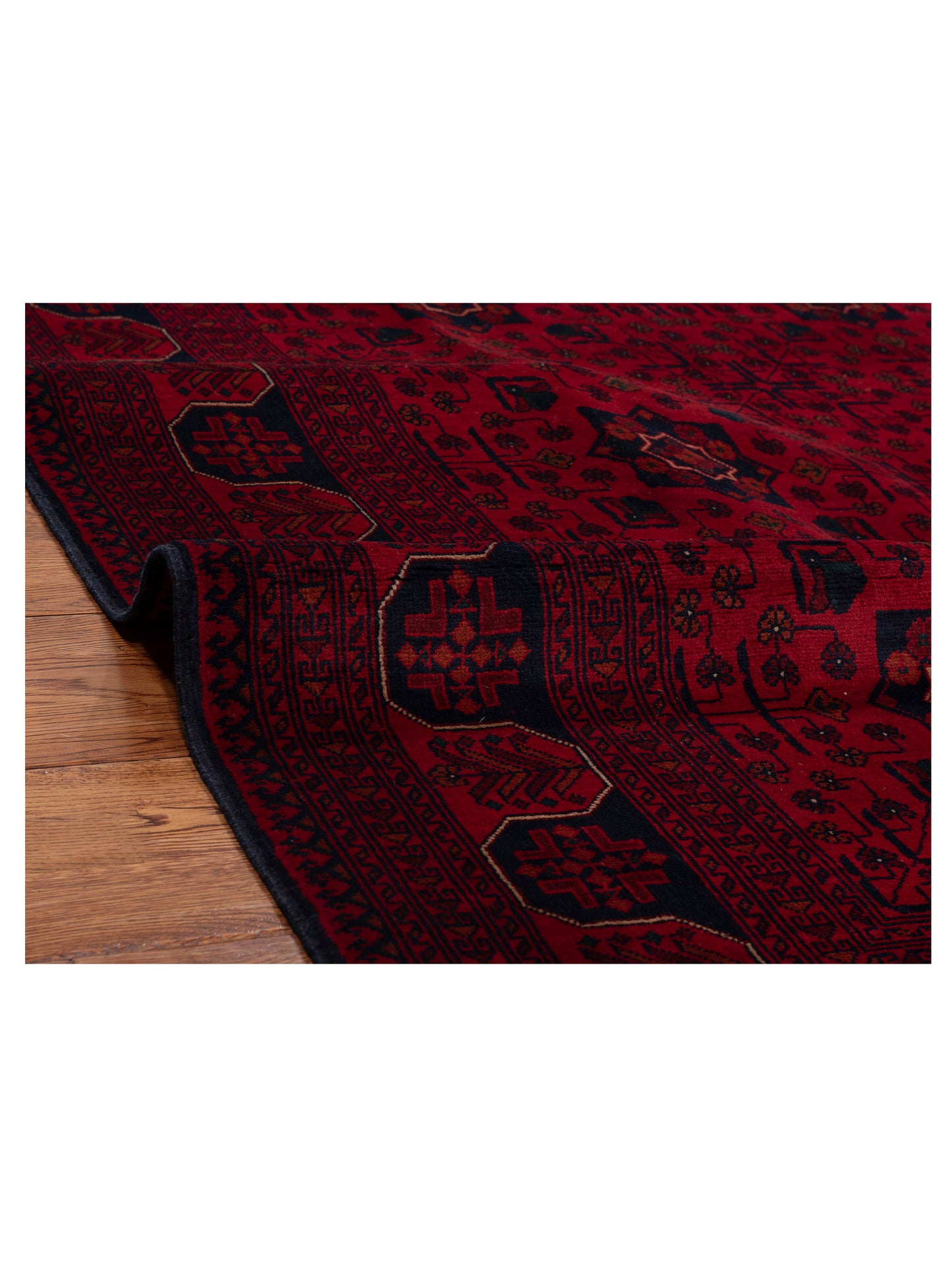 Afghan Beljik Red Navy 6.7x10.1 Hand Knotted Rug