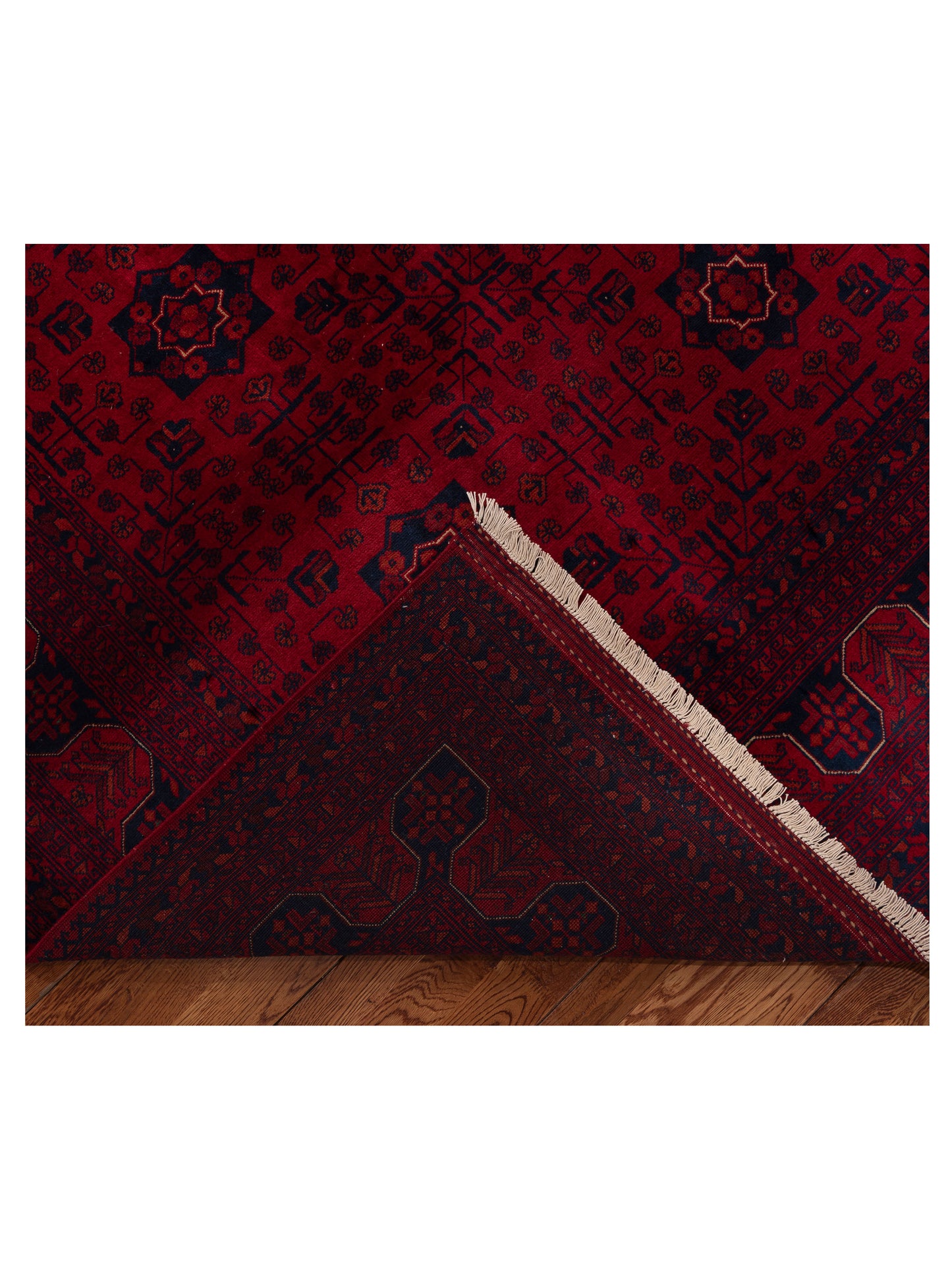 Afghan Beljik Red Navy 9.1x12.1 Hand Knotted Rug