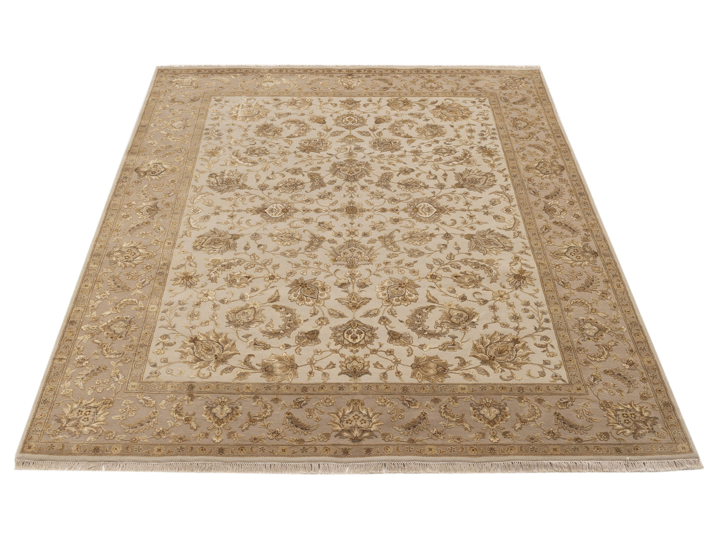 Javira Silk Cream Beige 8.1x10.2 Hand Knotted Rug