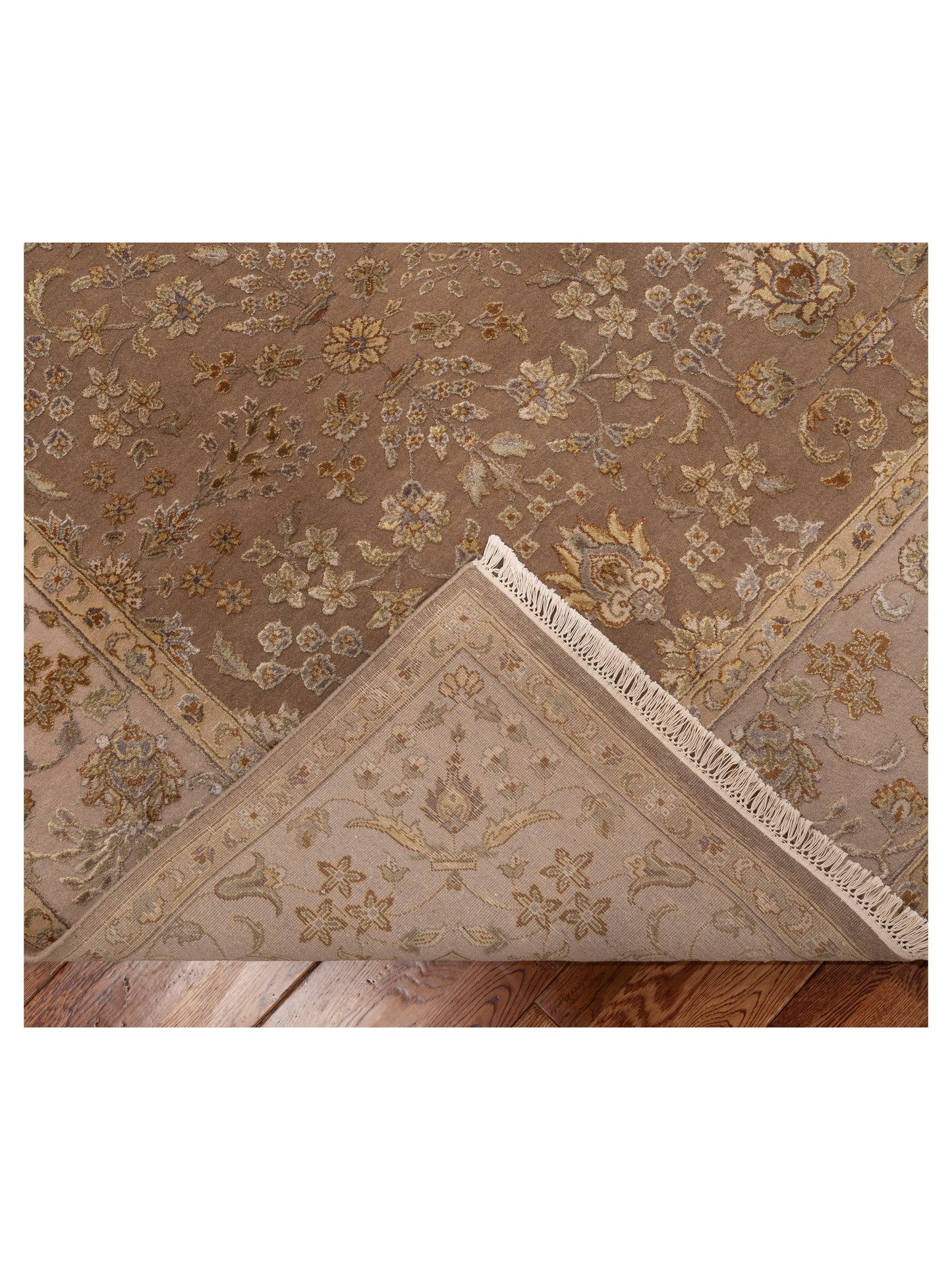 Javira Silk Brown Ivory 7.11x10 Hand Knotted Rug