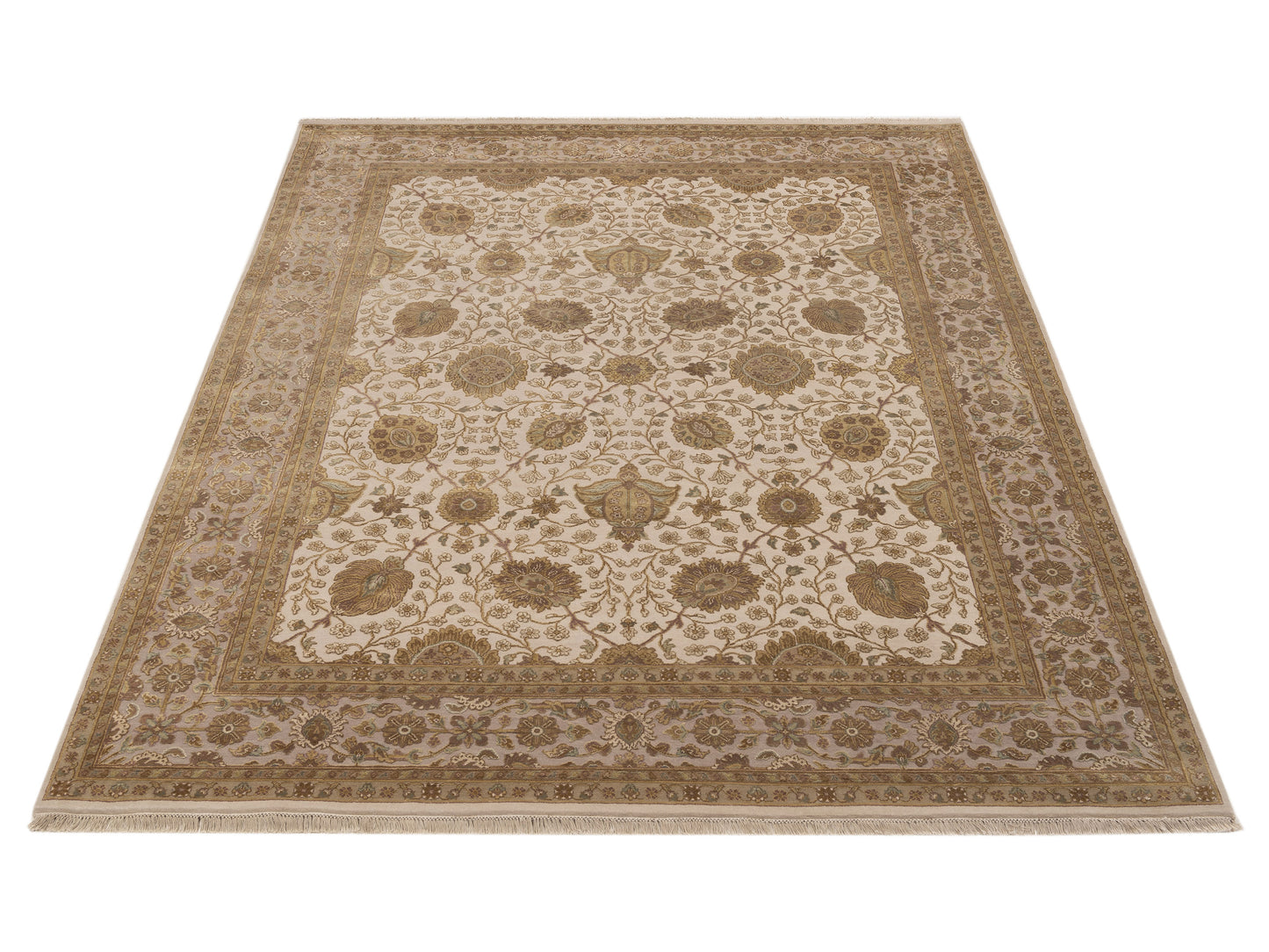 Javira Silk Ivory Beige 8.2x10.4 Hand Knotted Rug