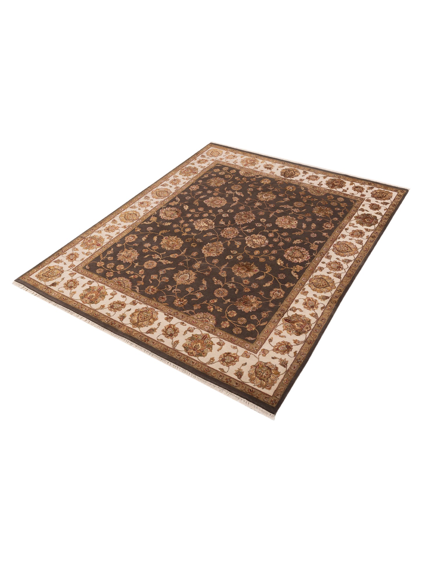 Javira Silk Black Ivory 7.10x9.10 Hand Knotted Rug
