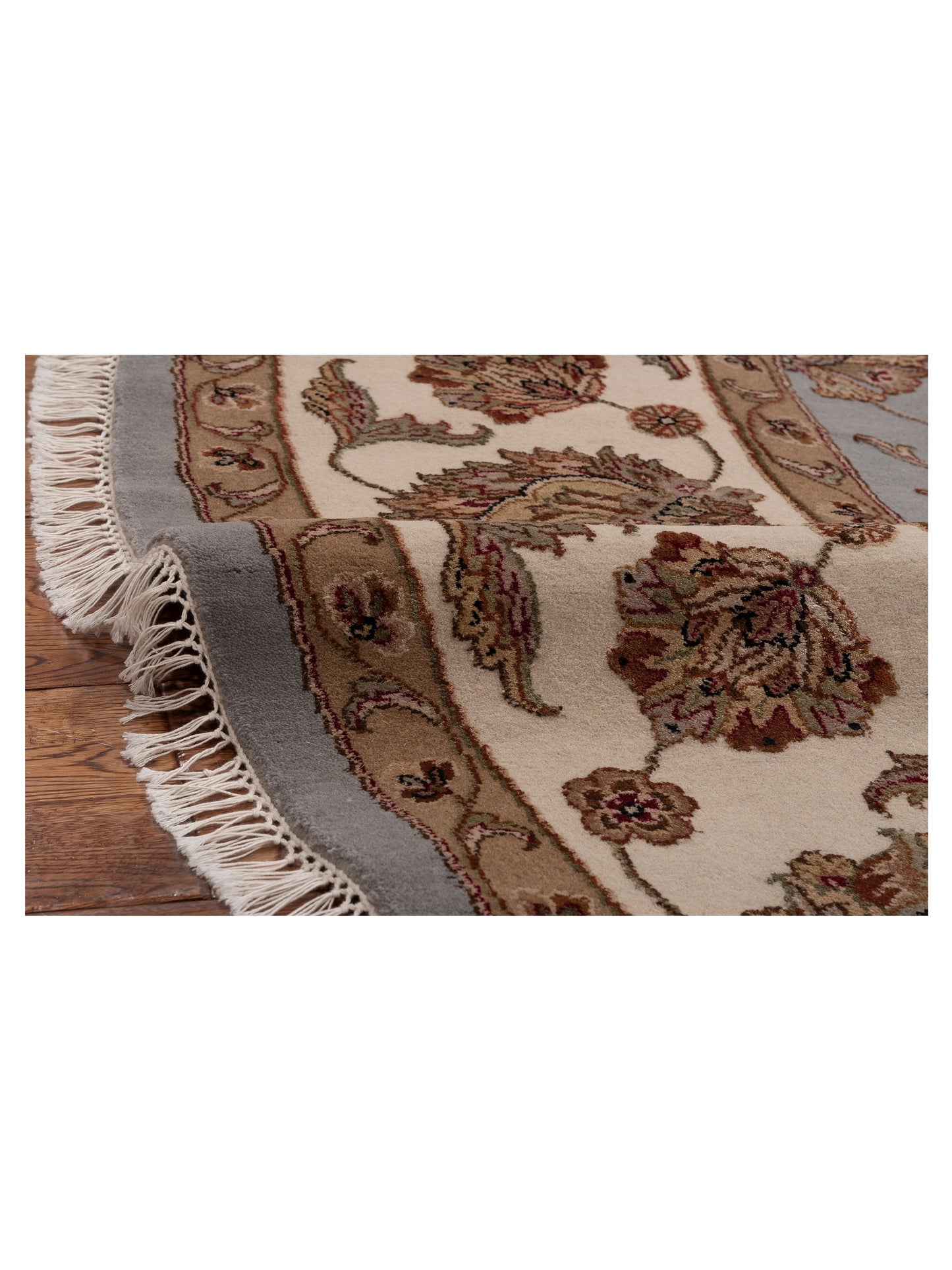 Javira Silk Light Gray Ivory 10.1x10.1 Hand Knotted Rug