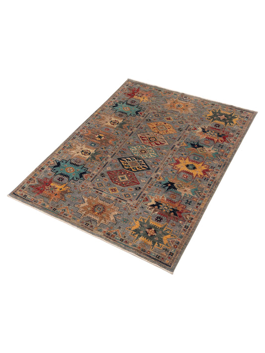 Zamira Lux Gray Gray 5.6x7.3 Hand Knotted Rug