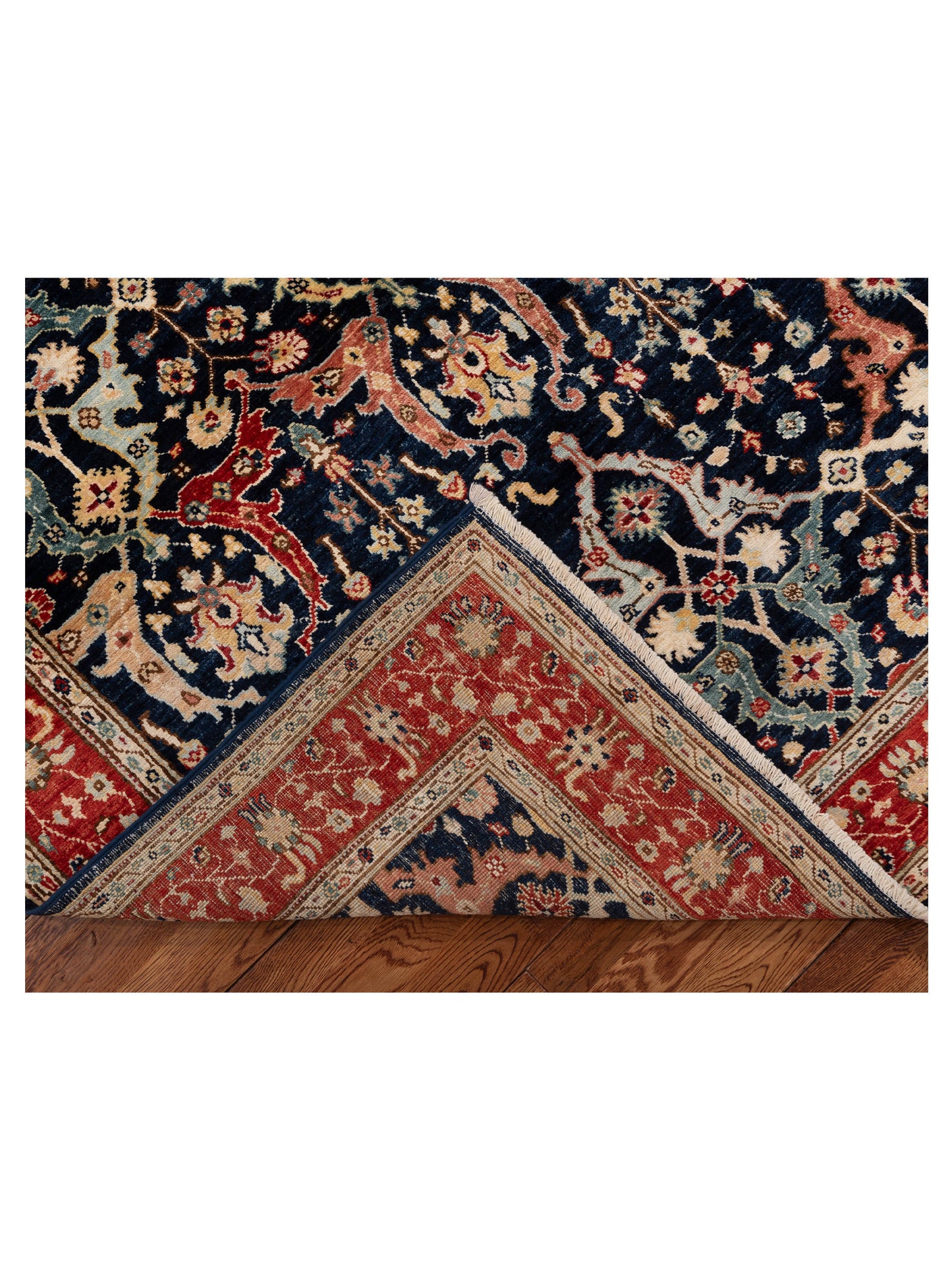 Sabira Dark Blue Red 4.10x6.7 Hand Knotted Rug