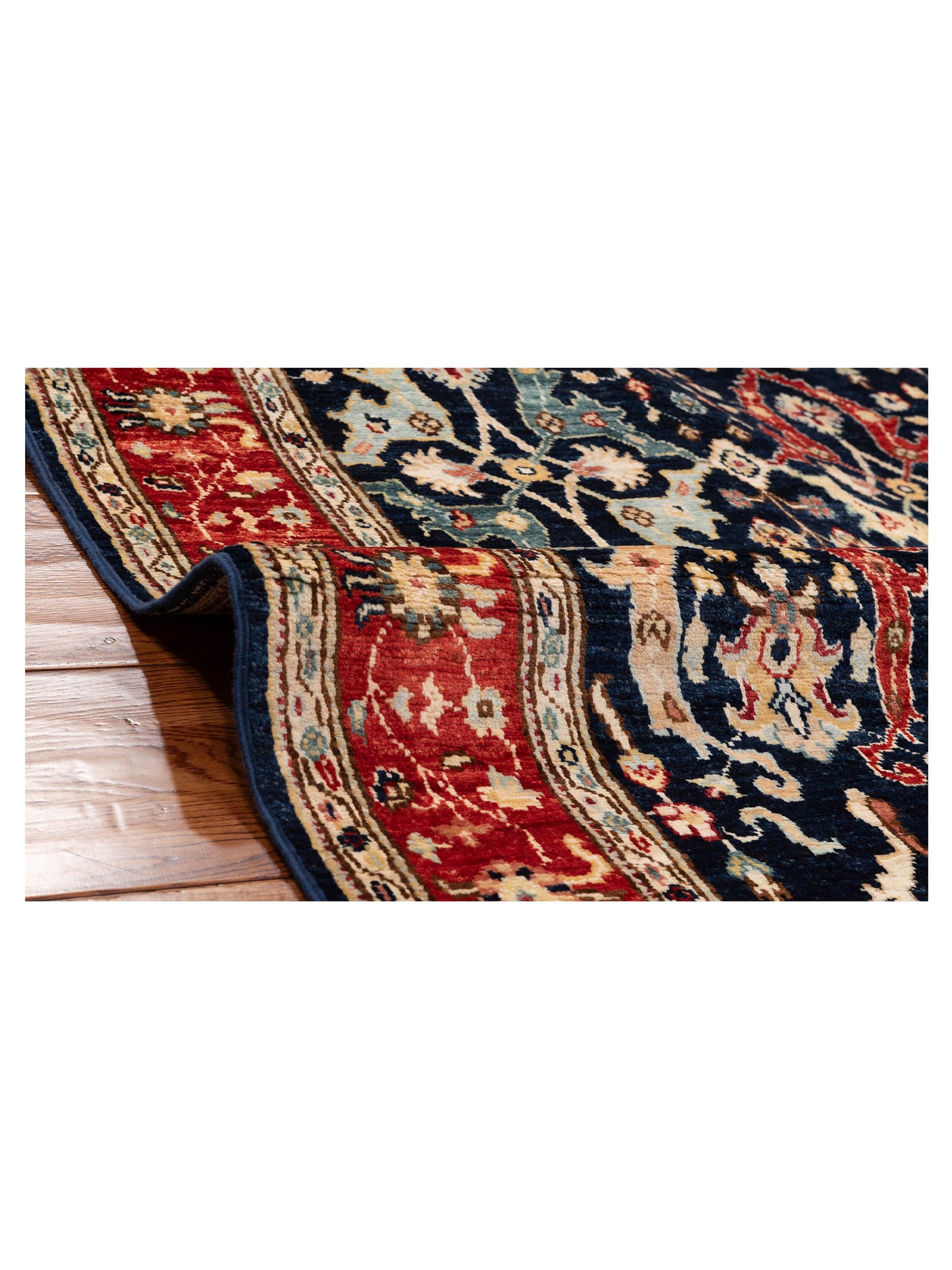 Sabira Dark Blue Red 4.10x6.7 Hand Knotted Rug