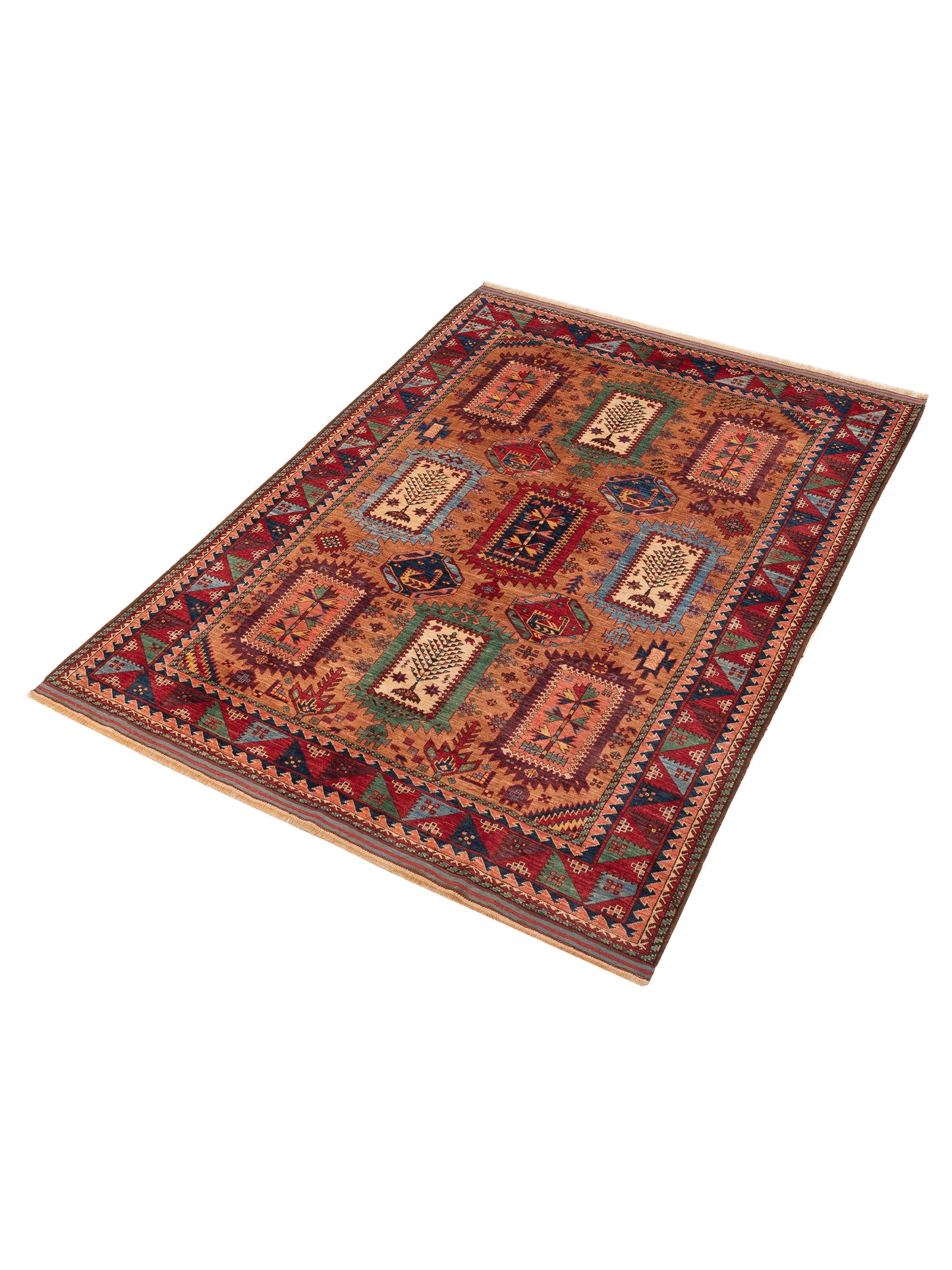 Sabira Orange Multi 6.1x8.1 Hand Knotted Rug