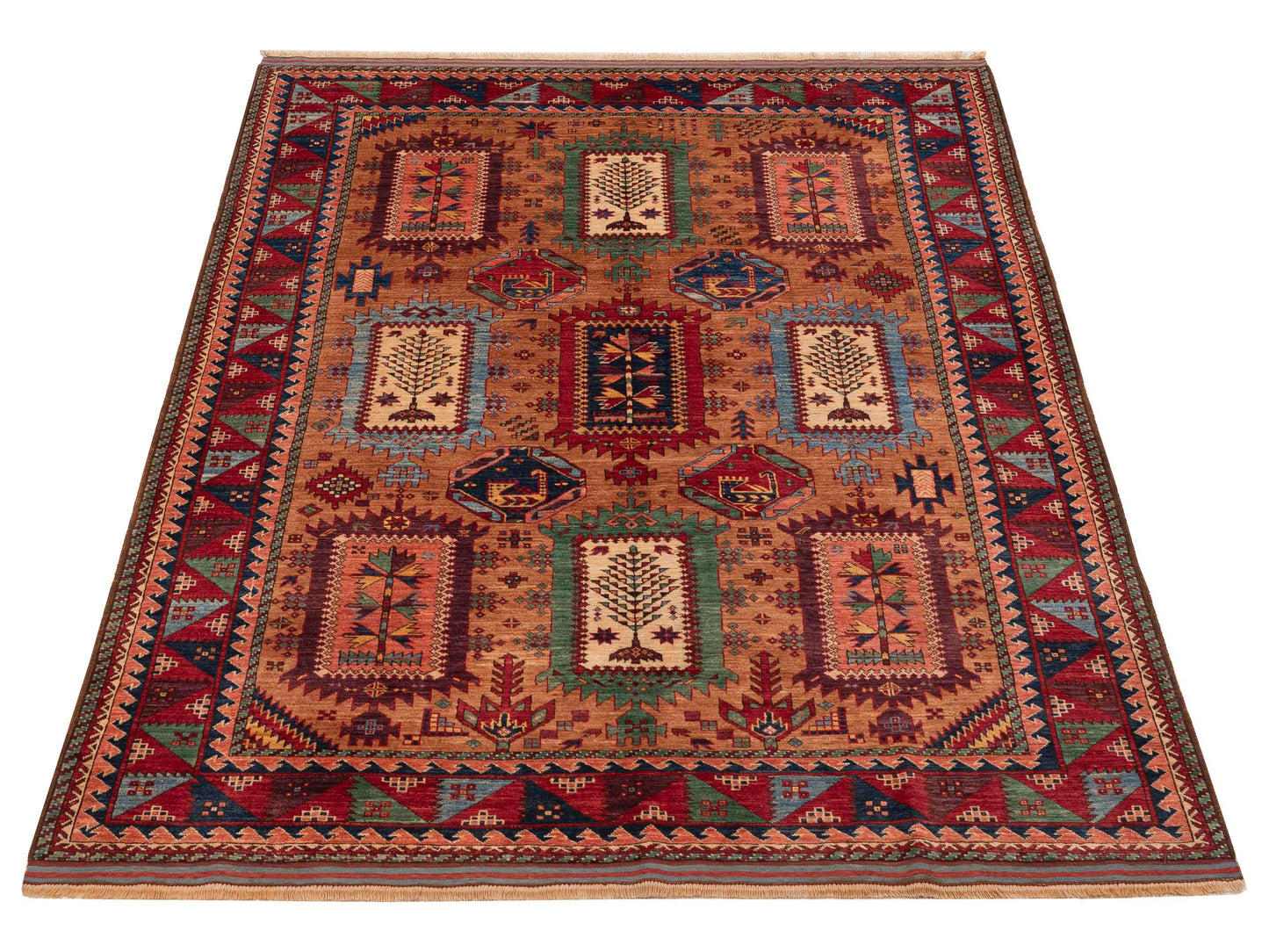 Sabira Orange Multi 6.1x8.1 Hand Knotted Rug