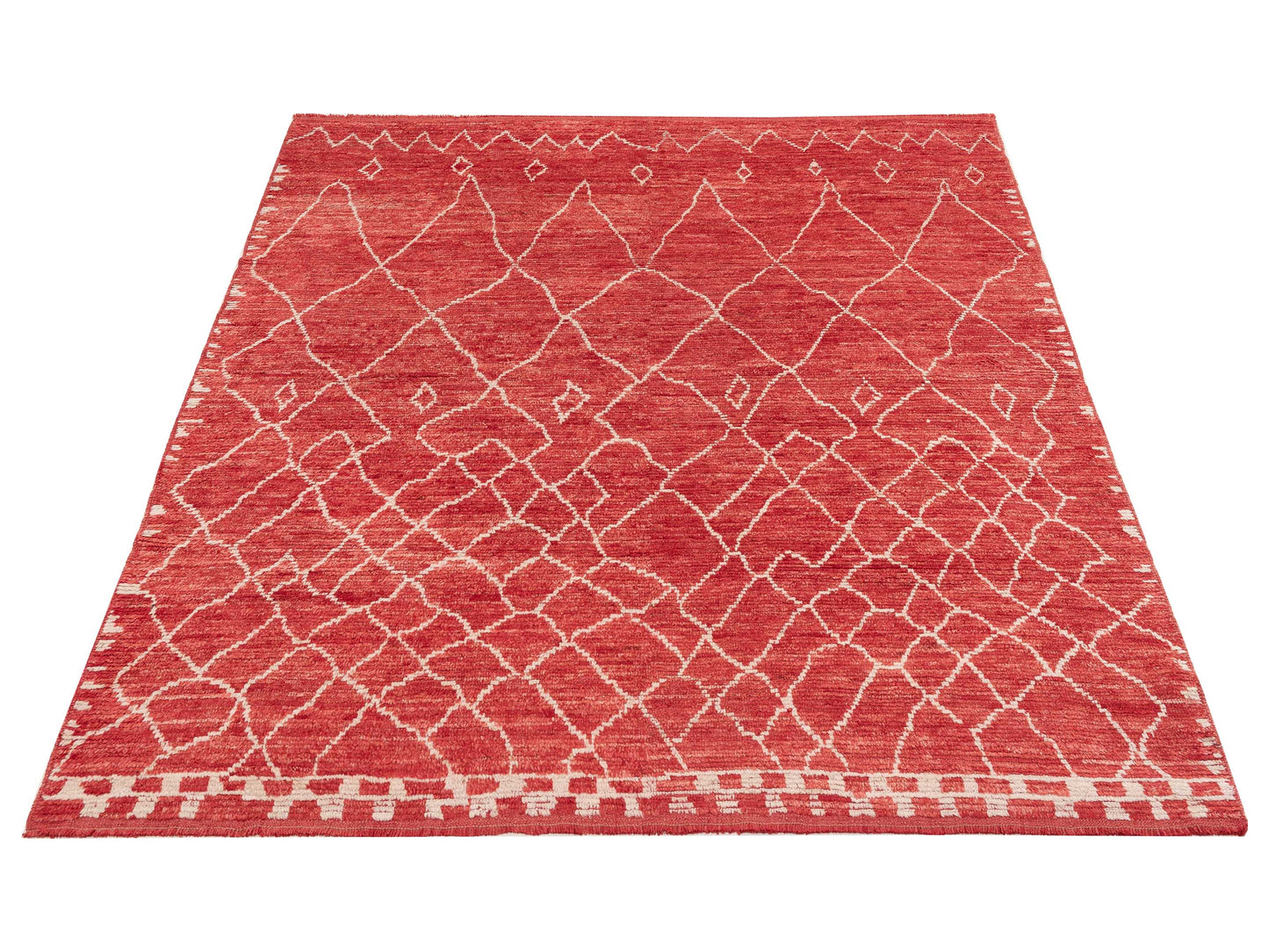 Baskra Red Red 8.5x9.7 Hand Knotted Rug