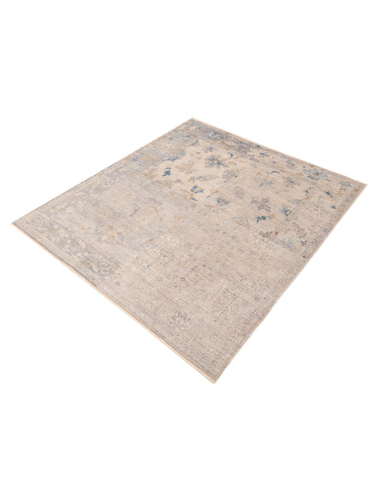 Baskra Ivory Brown 10.3x13.1 Hand Knotted Rug