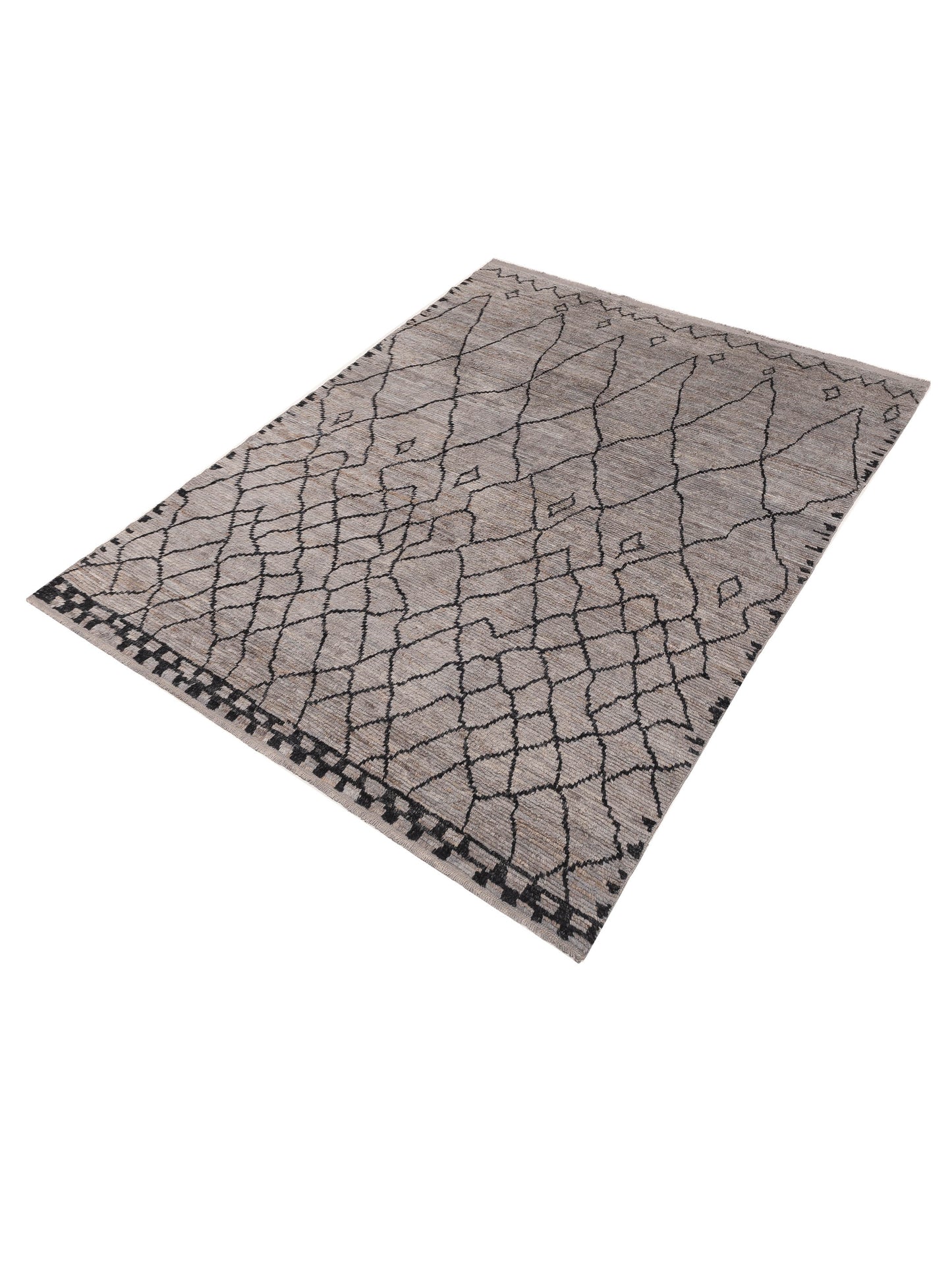 Baskra Gray Black 8.2x10.4 Hand Knotted Rug