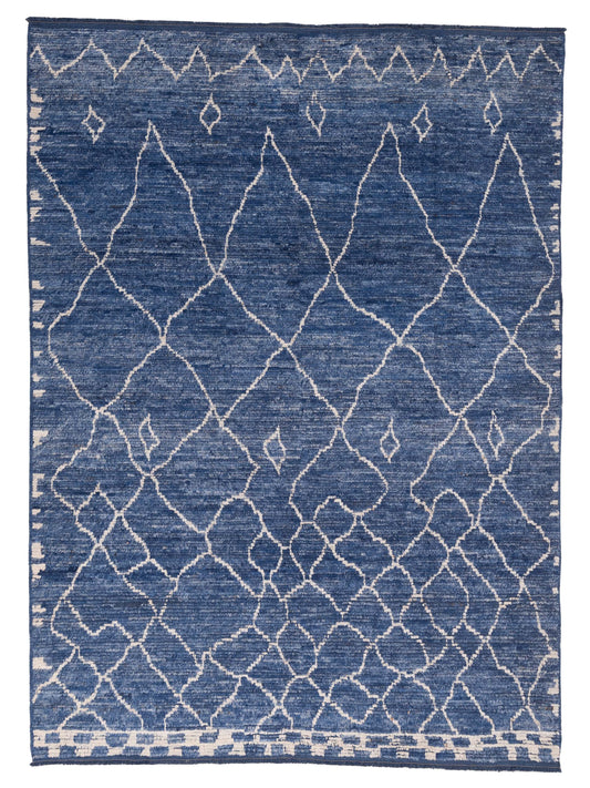 Baskra Blue Ivory 6.9x9.3 Hand Knotted Rug