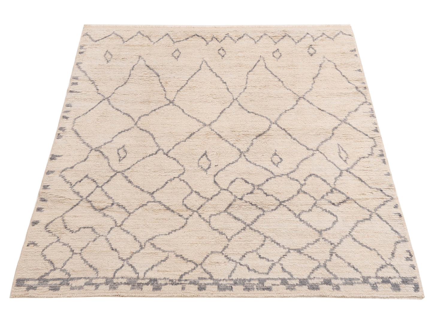 Baskra Ivory Gray 5.9x7.3 Hand Knotted Rug