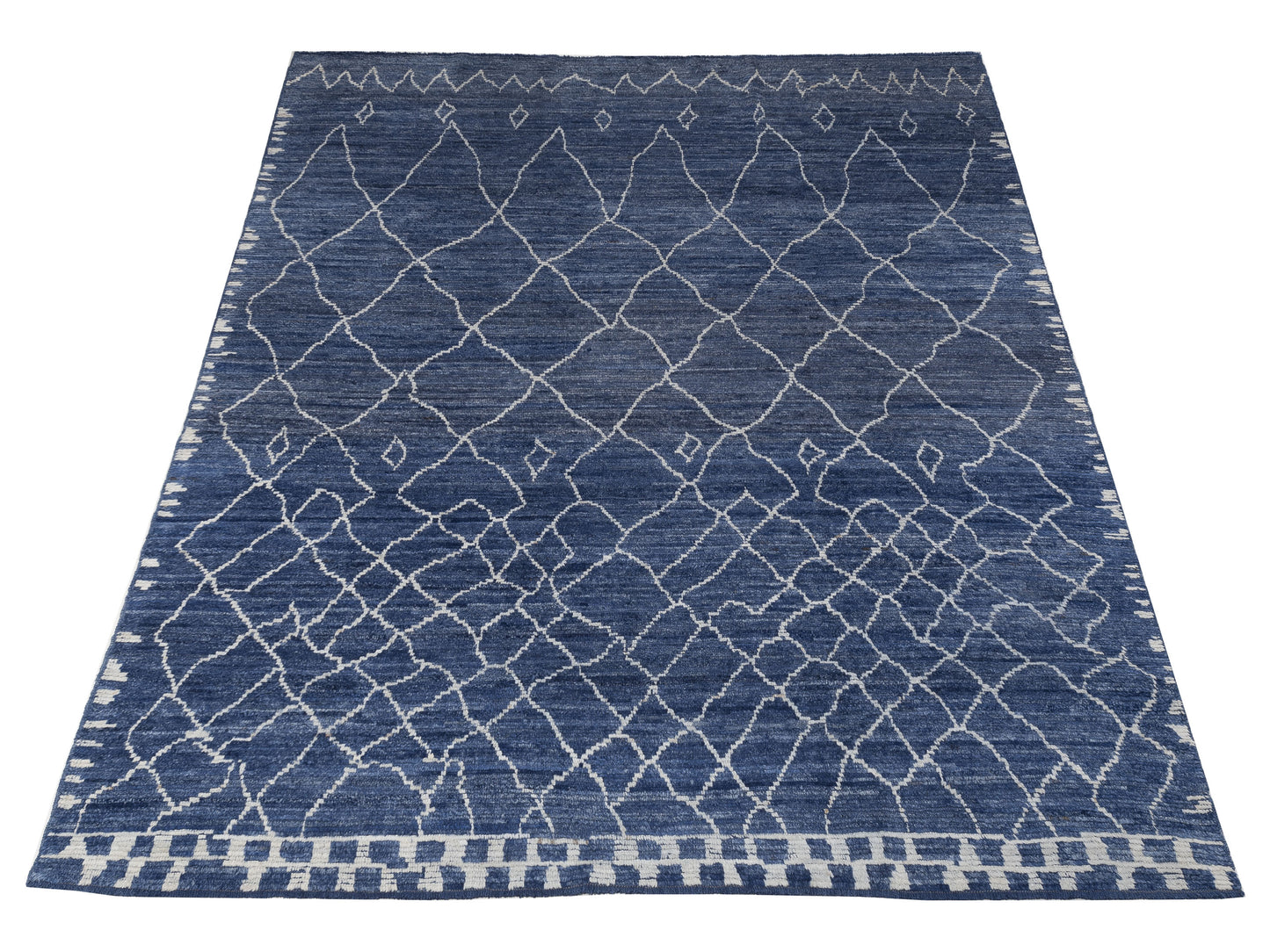 Baskra Blue Ivory 8.9x11.7 Hand Knotted Rug