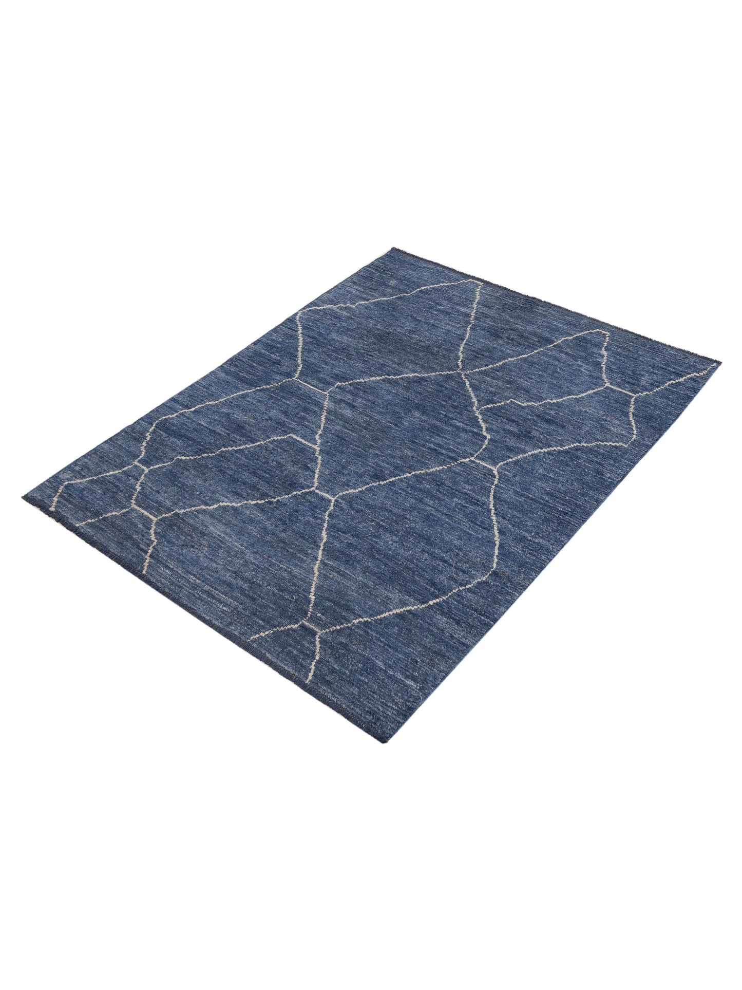 Baskra Blue Ivory 5.8x7.6 Hand Knotted Rug