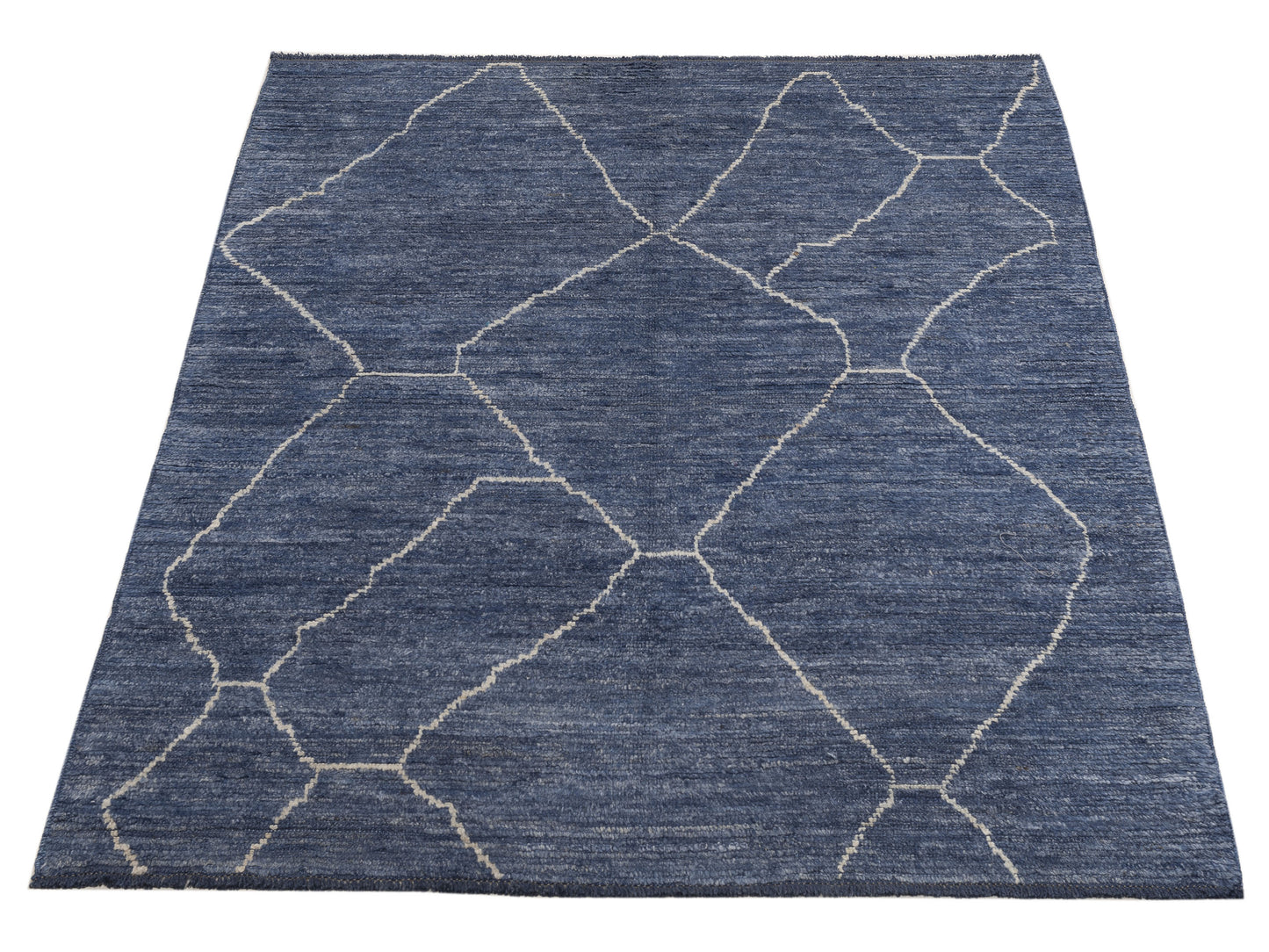 Baskra Blue Ivory 5.8x7.6 Hand Knotted Rug