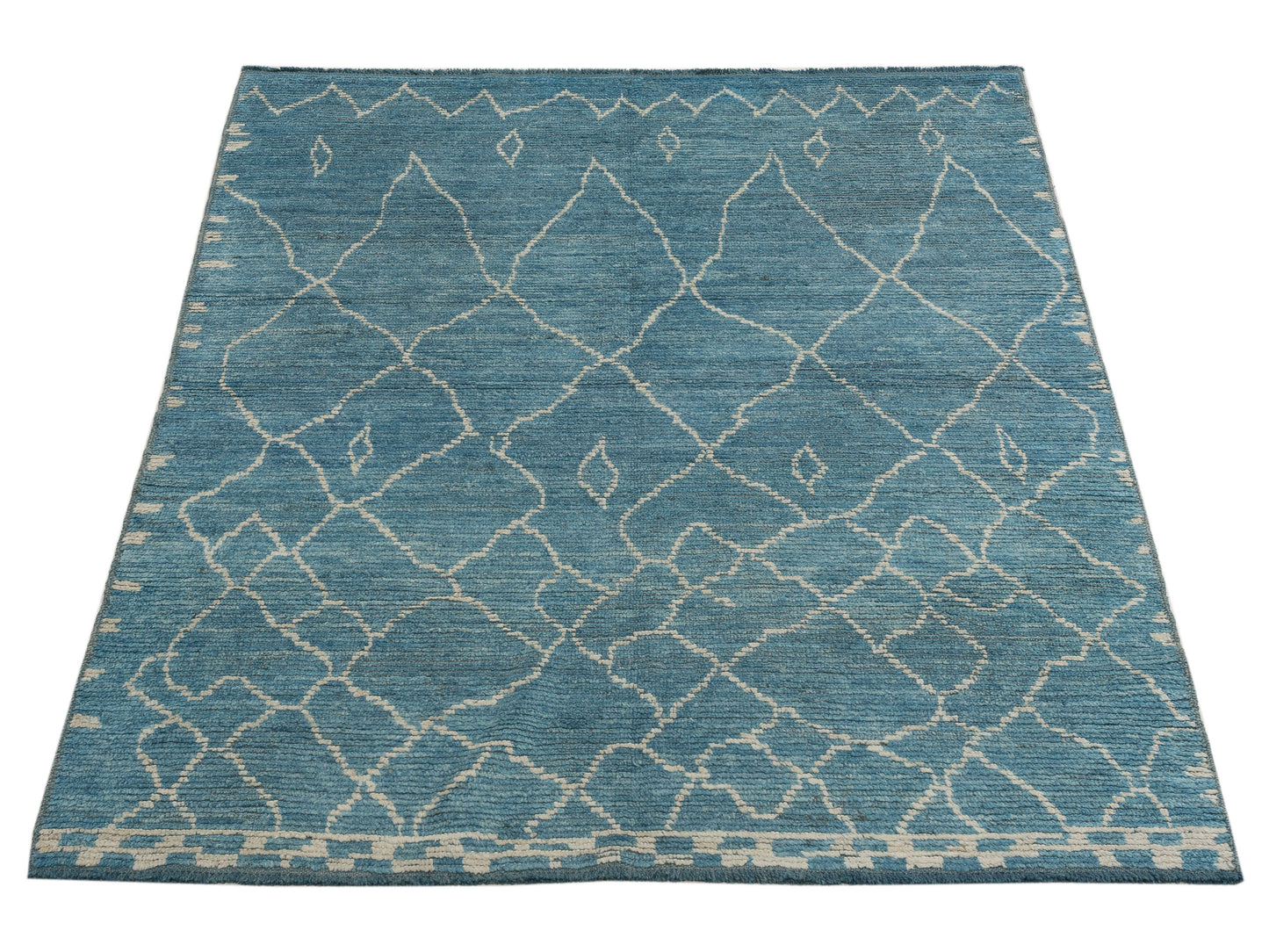 Baskra Turquoise Ivory 5.7x7.9 Hand Knotted Rug