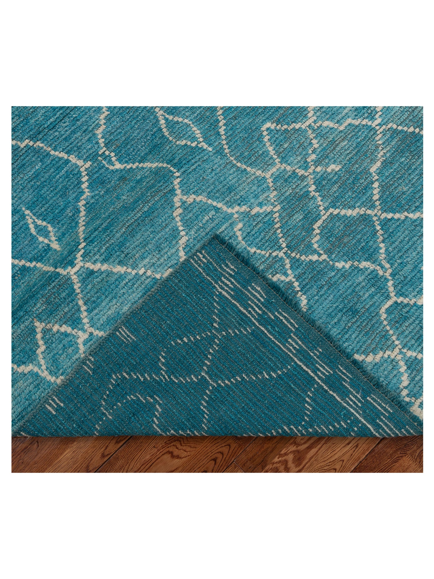 Baskra Turquoise Ivory 5.7x7.9 Hand Knotted Rug