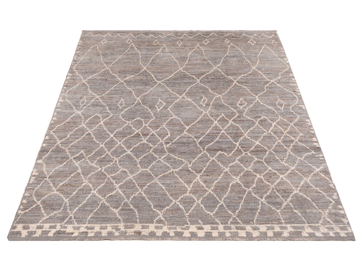 Baskra Gray Gray 8.3x10.2 Hand Knotted Rug