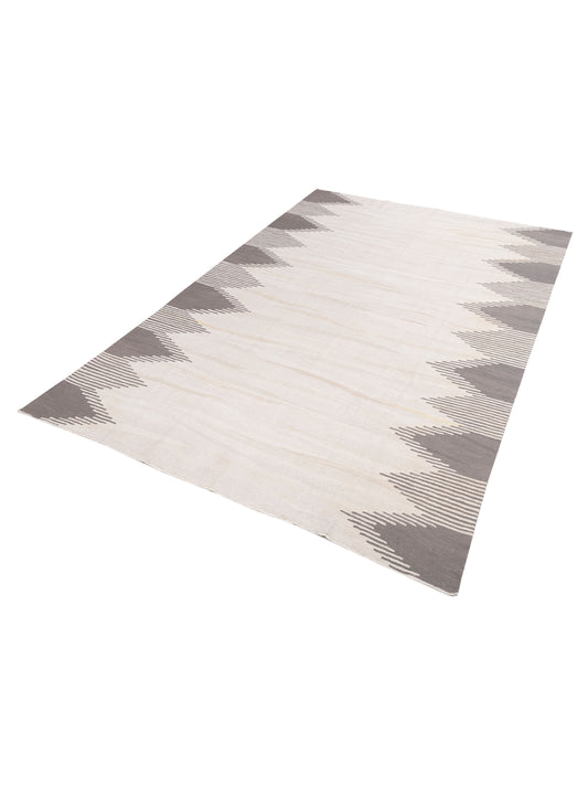 Flaxen Ivory Gray 9.6x13 Hand Woven Rug