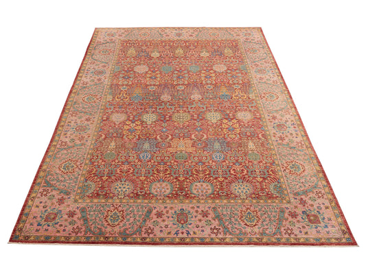 Highmoor Red Pink 8.11x12.7 Hand Knotted Rug