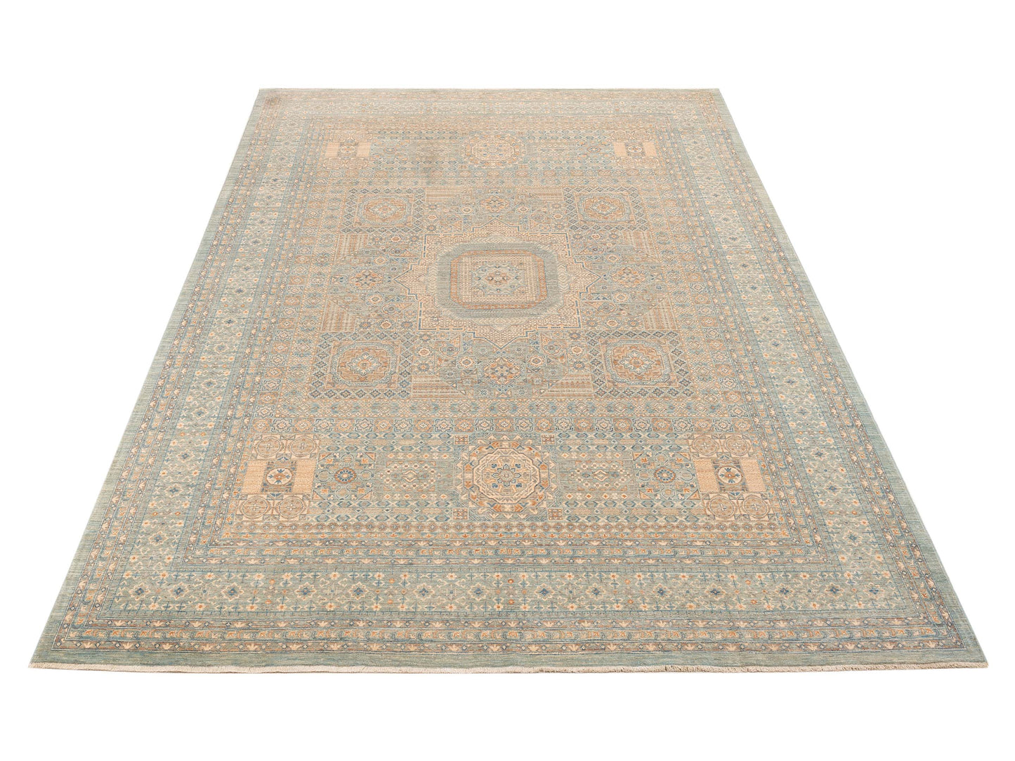 Mamluk Lux Gray Gray 8.10x12.3 Hand Knotted Rug
