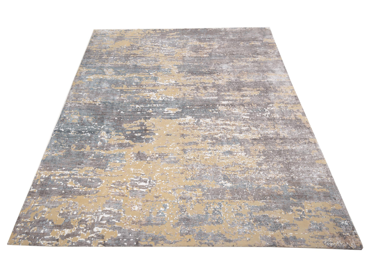 Tenzari Gray Gold 12.7x15.2 Hand Knotted Rug