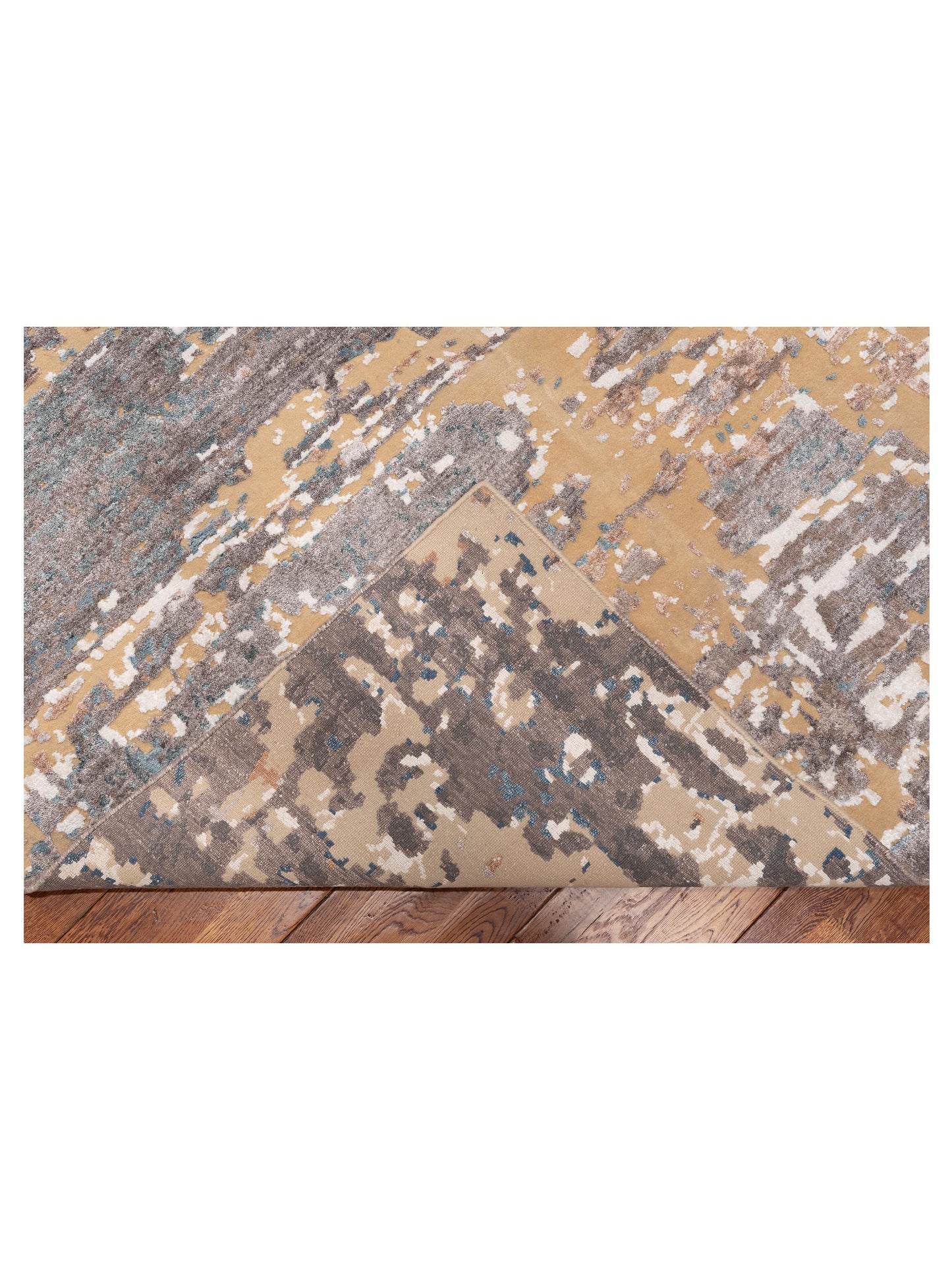 Tenzari Gray Gold 12.7x15.2 Hand Knotted Rug