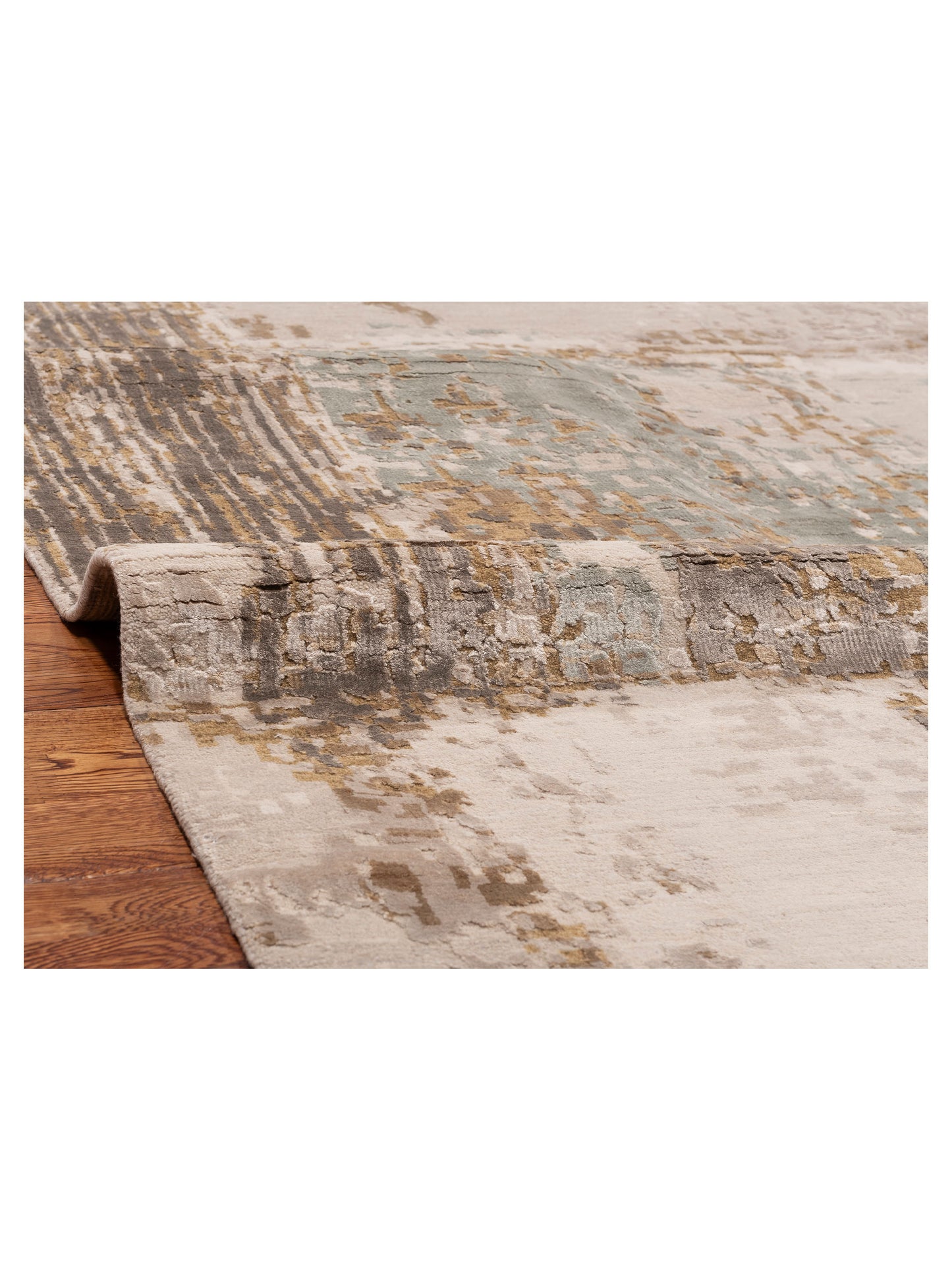 Tenzari Ivory Light Brown 8x10.1 Hand Knotted Rug