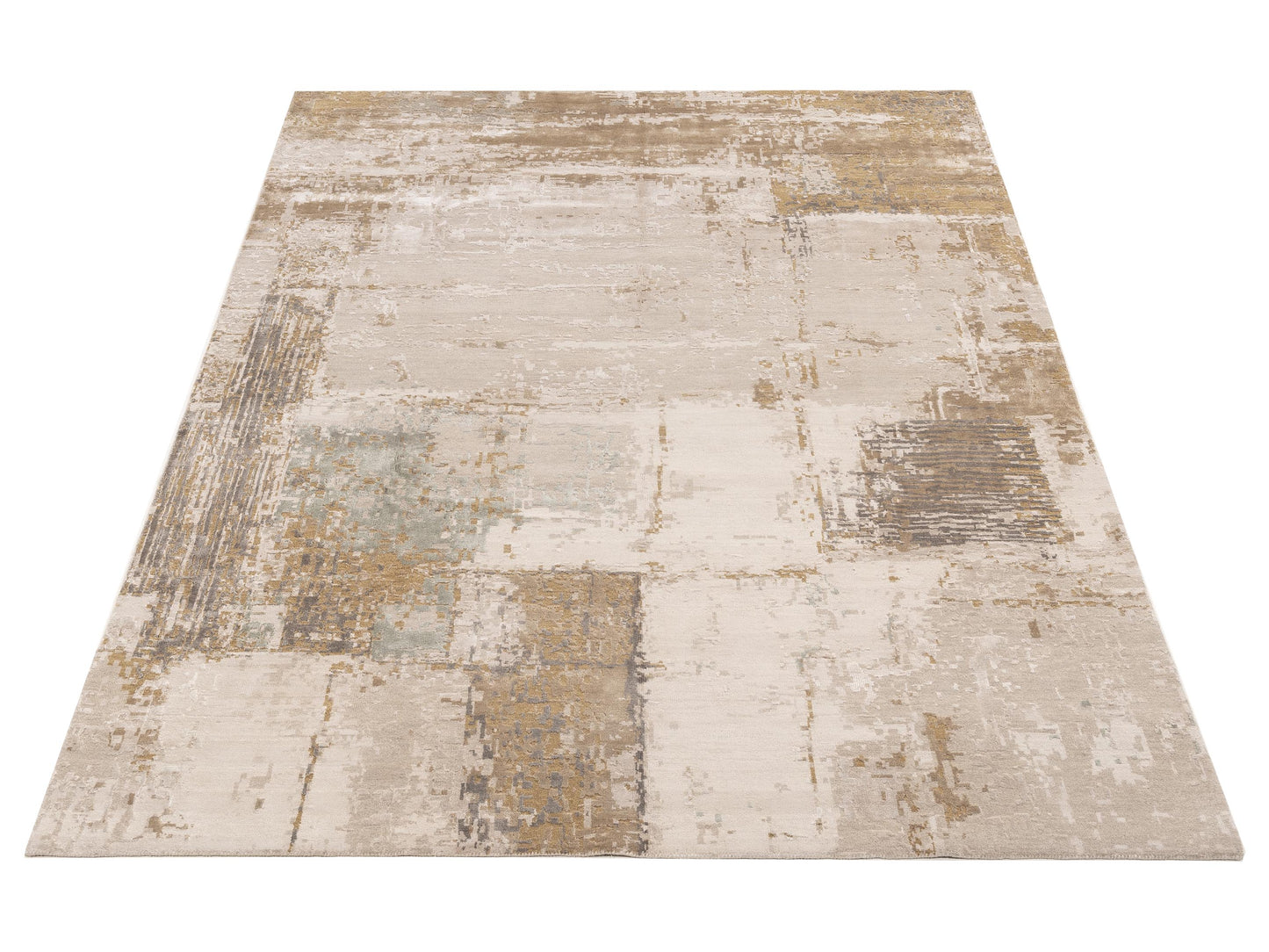 Tenzari Ivory Light Brown 7.11x10 Hand Knotted Rug