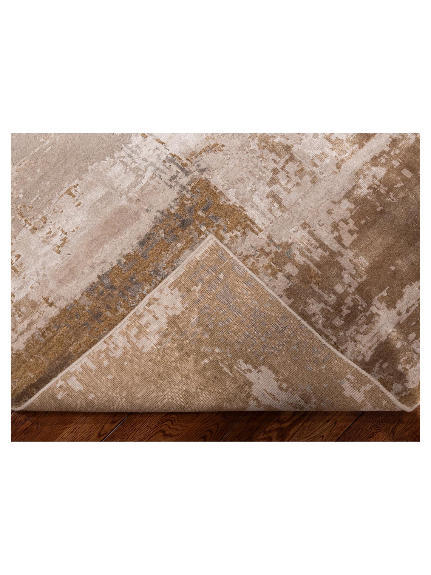 Tenzari Ivory Light Brown 7.11x10 Hand Knotted Rug