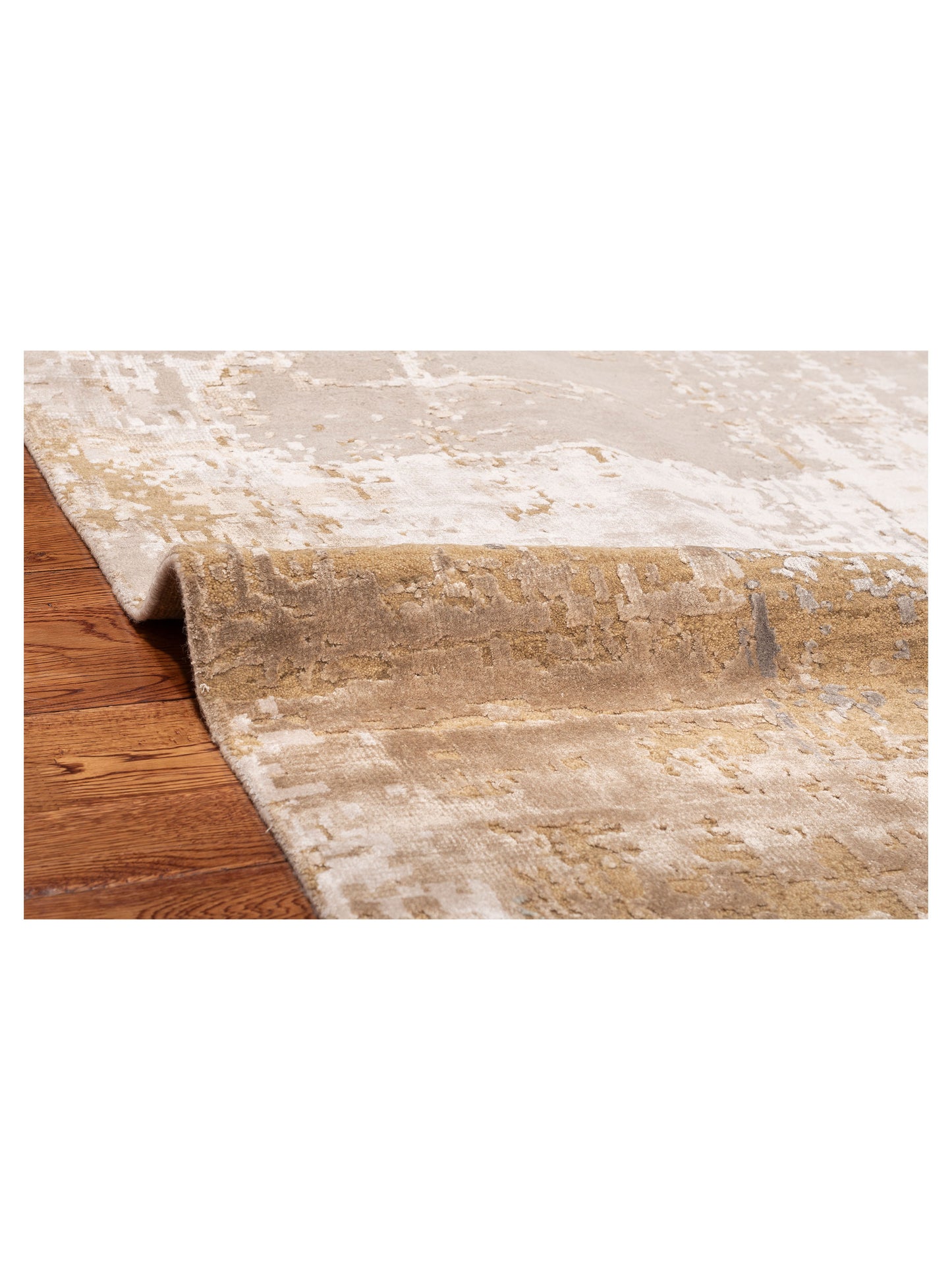 Tenzari Ivory Light Brown 7.11x10 Hand Knotted Rug