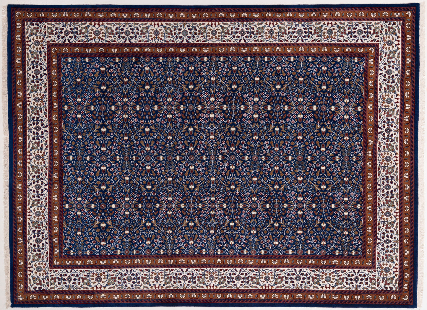 Caesarea Dark Blue Ivory 9.1x12.4 Hand Knotted Rug