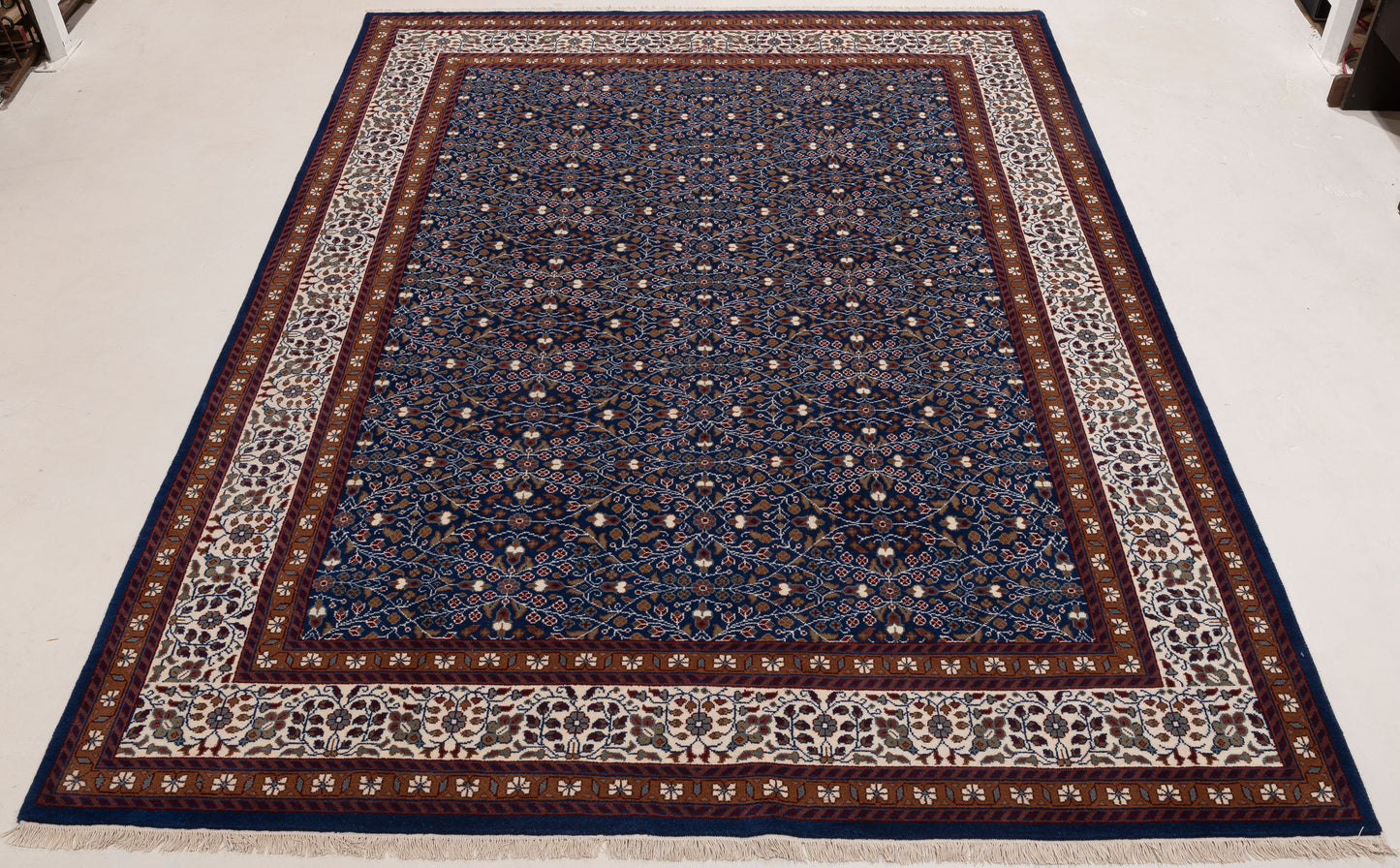 Caesarea Dark Blue Ivory 9.1x12.4 Hand Knotted Rug