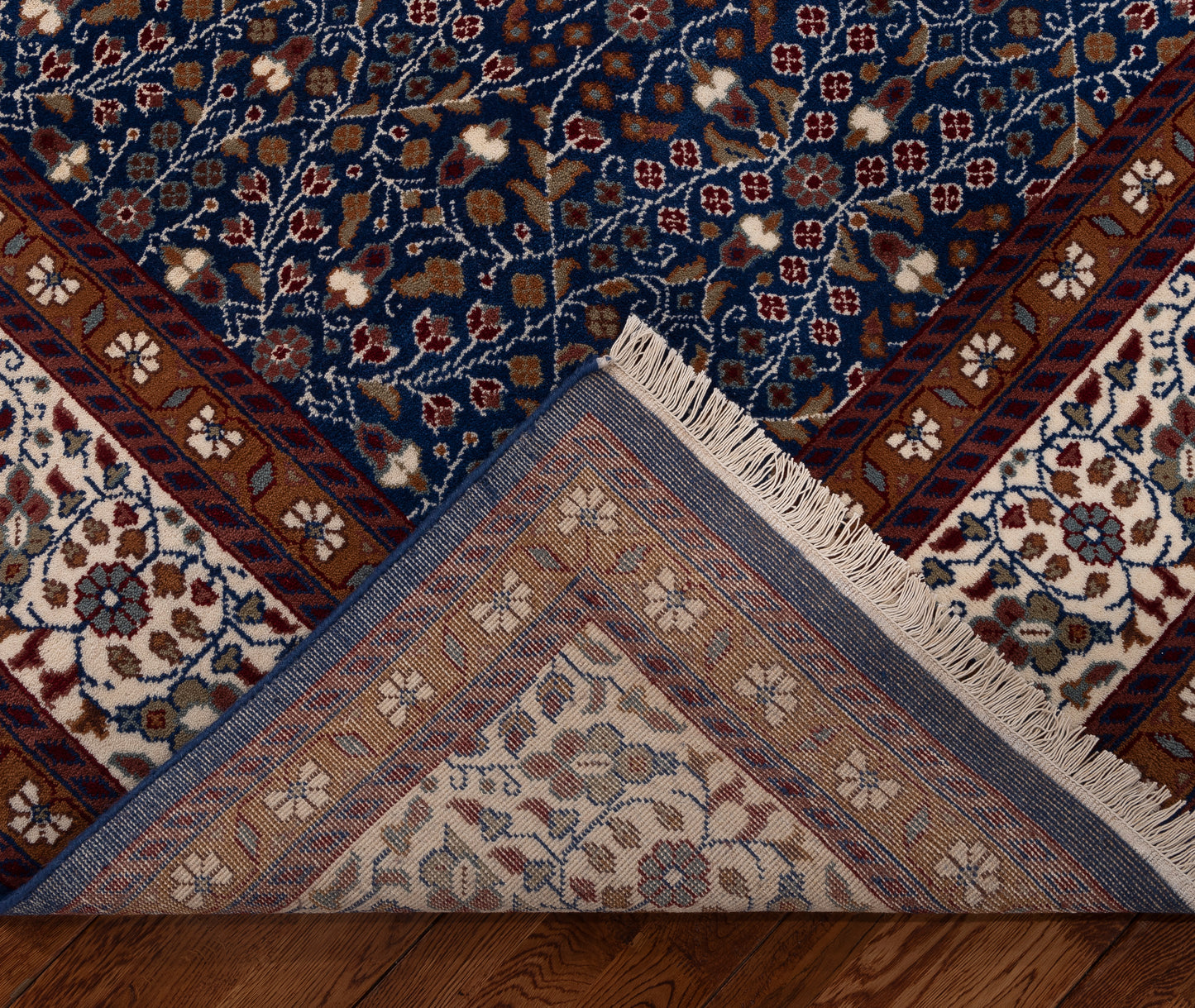 Caesarea Dark Blue Ivory 9.1x12.4 Hand Knotted Rug