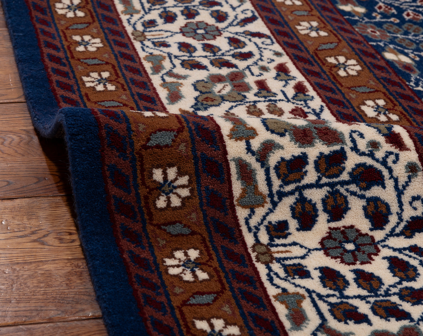 Caesarea Dark Blue Ivory 9.1x12.4 Hand Knotted Rug