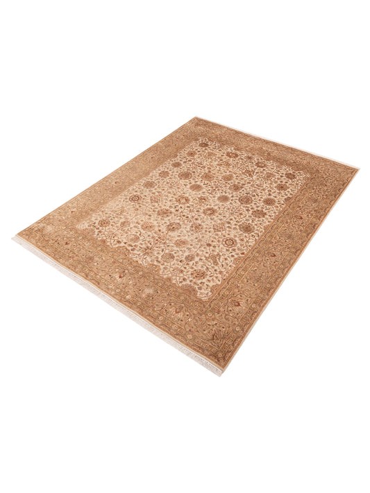 Javira Silk Cream Gold 7.9x10 Hand Knotted Rug
