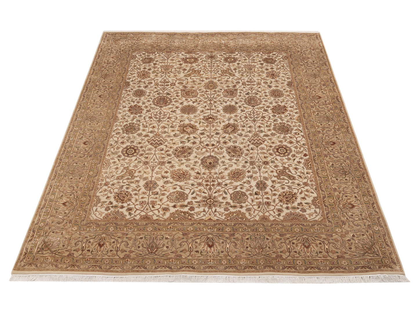 Javira Silk Cream Gold 7.9x10 Hand Knotted Rug