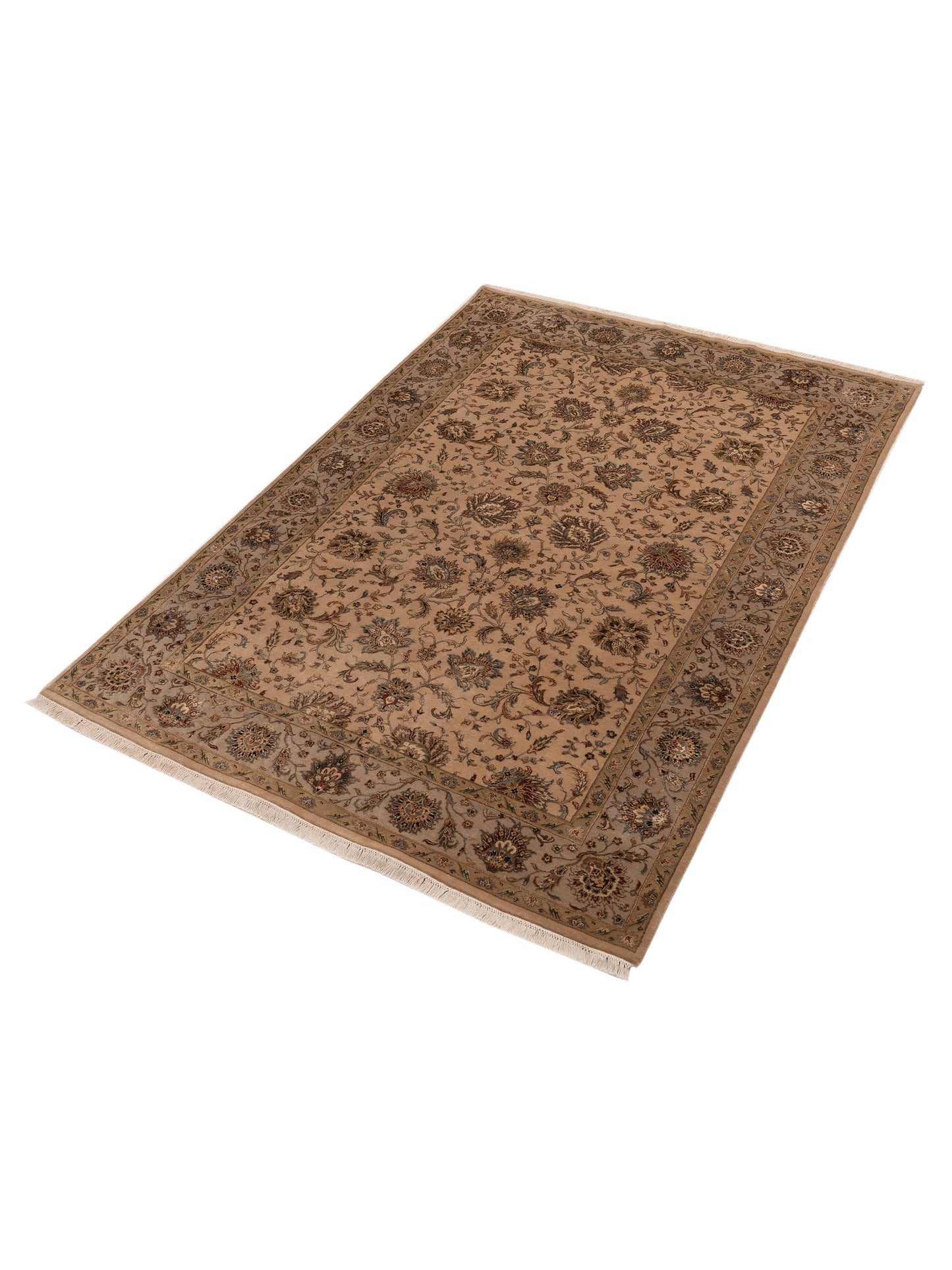 Javira Silk Cream Brown 6.1x9 Hand Knotted Rug