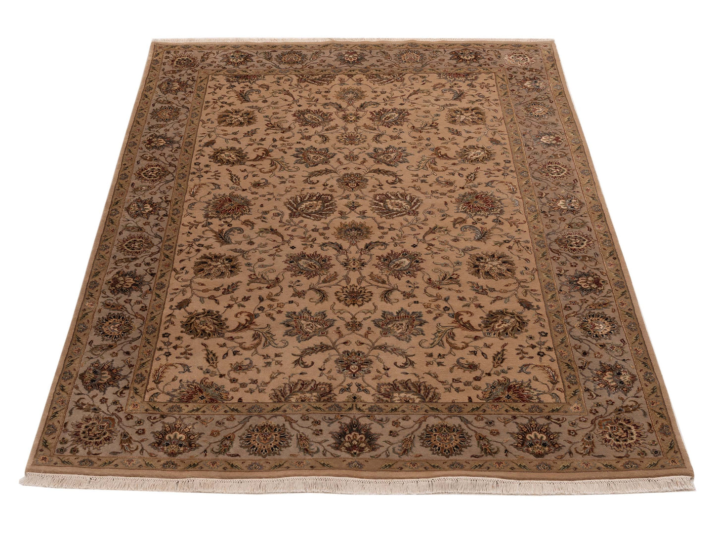 Javira Silk Cream Brown 6.1x9 Hand Knotted Rug