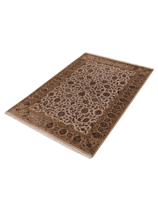 Javira Silk Beige Brown 6.3x9.5 Hand Knotted Rug