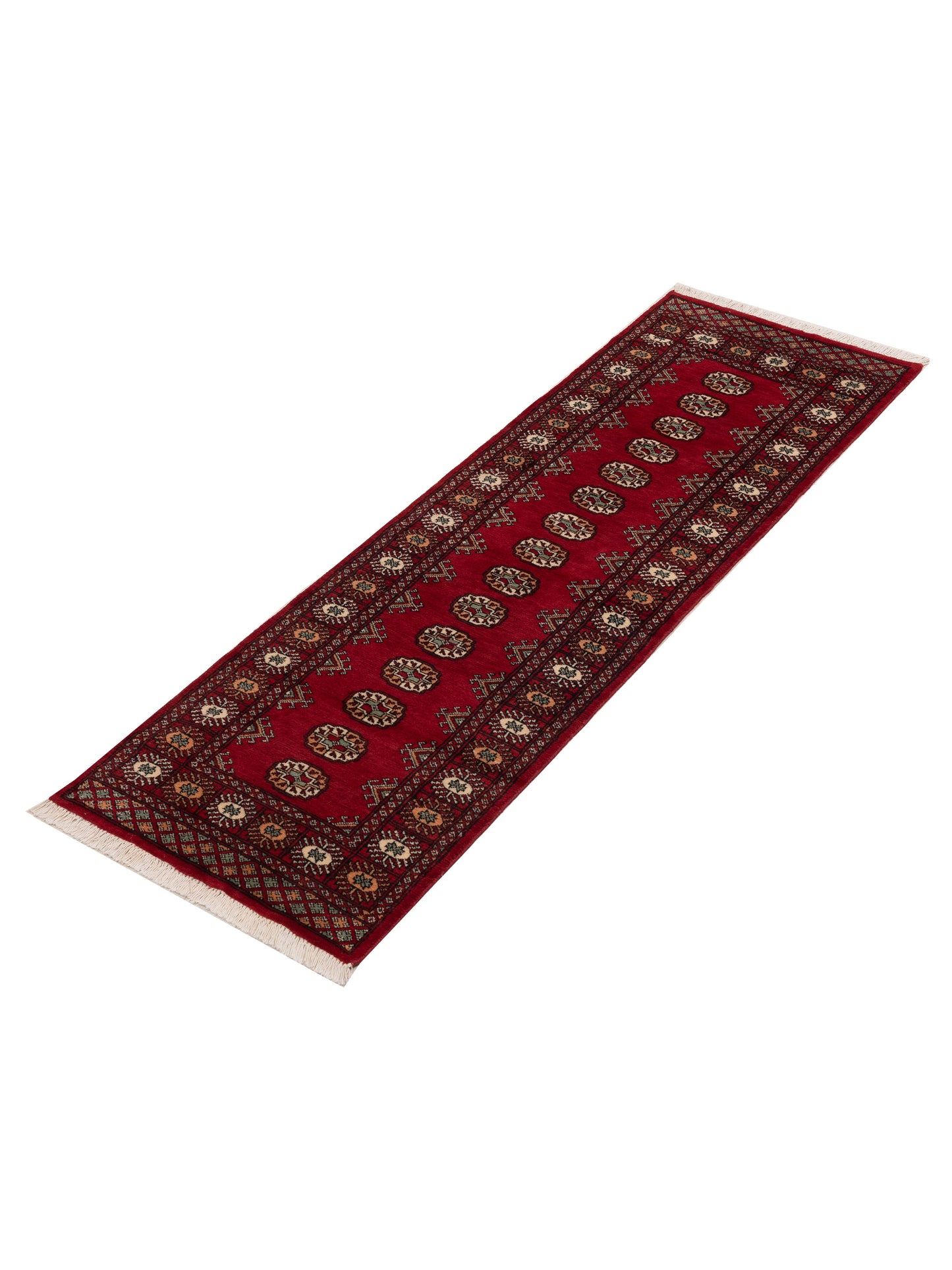 Bokhara Red Red 2.6x8 Hand Knotted Rug