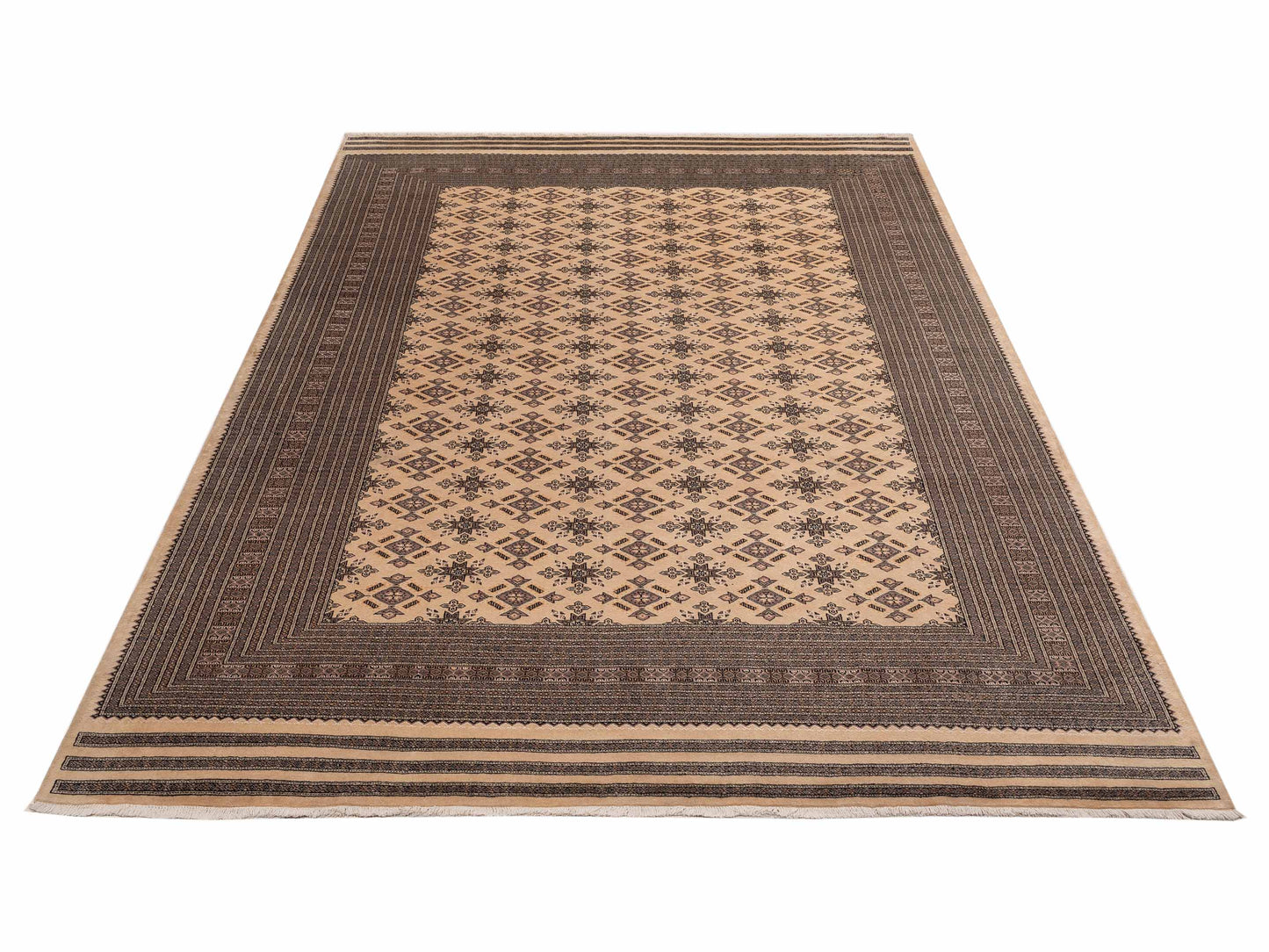 Bokhara Beige Black 9.6x12.9 Hand Knotted Rug